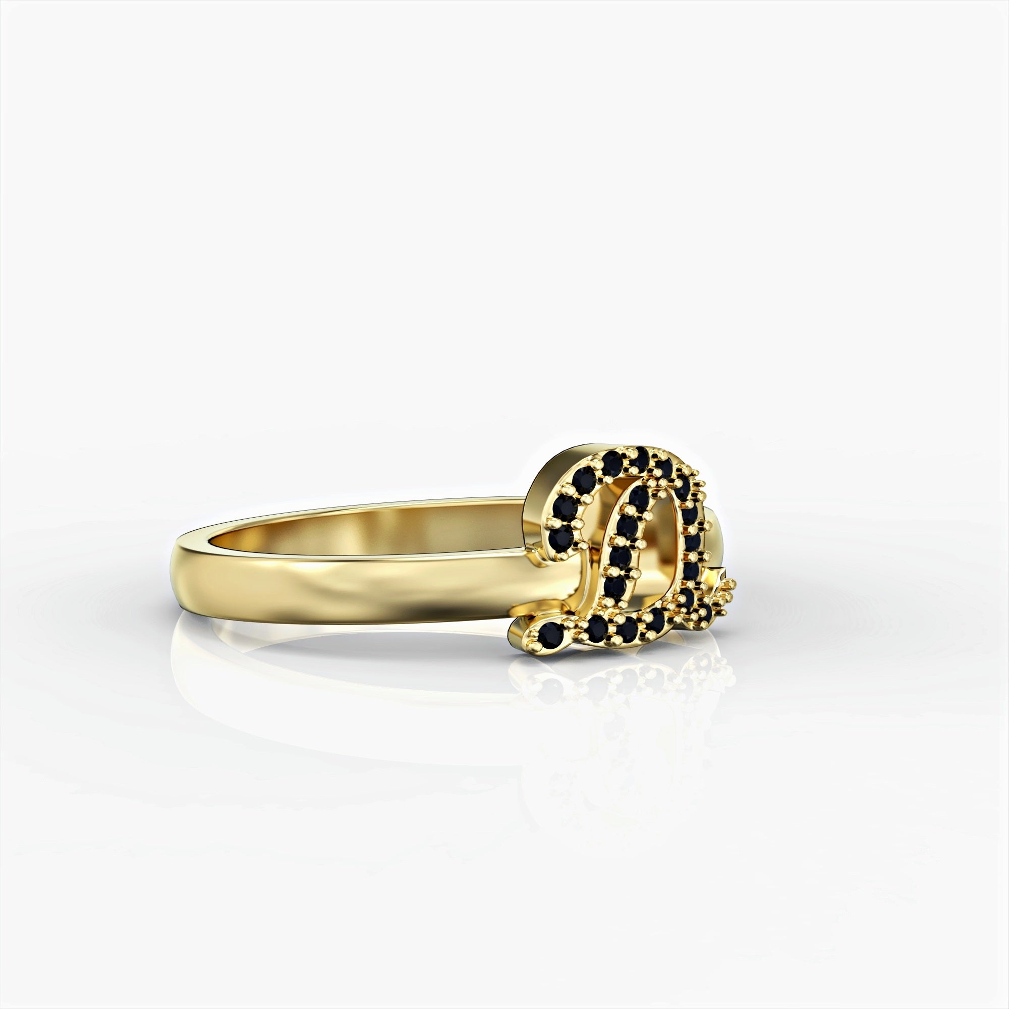 Signet ring - signet ring studded with black diamonds