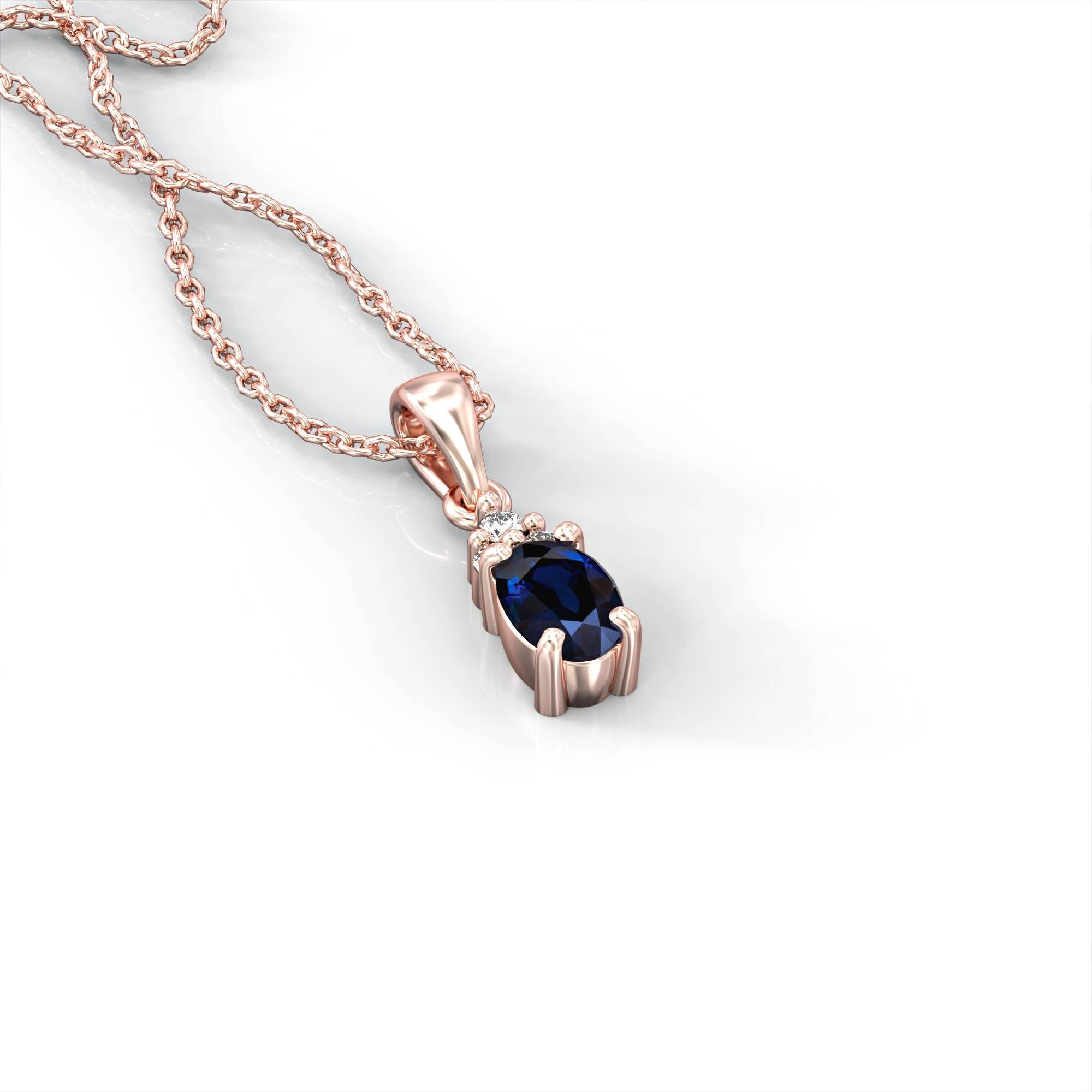 Petra necklace - oval sapphire and diamond pendant