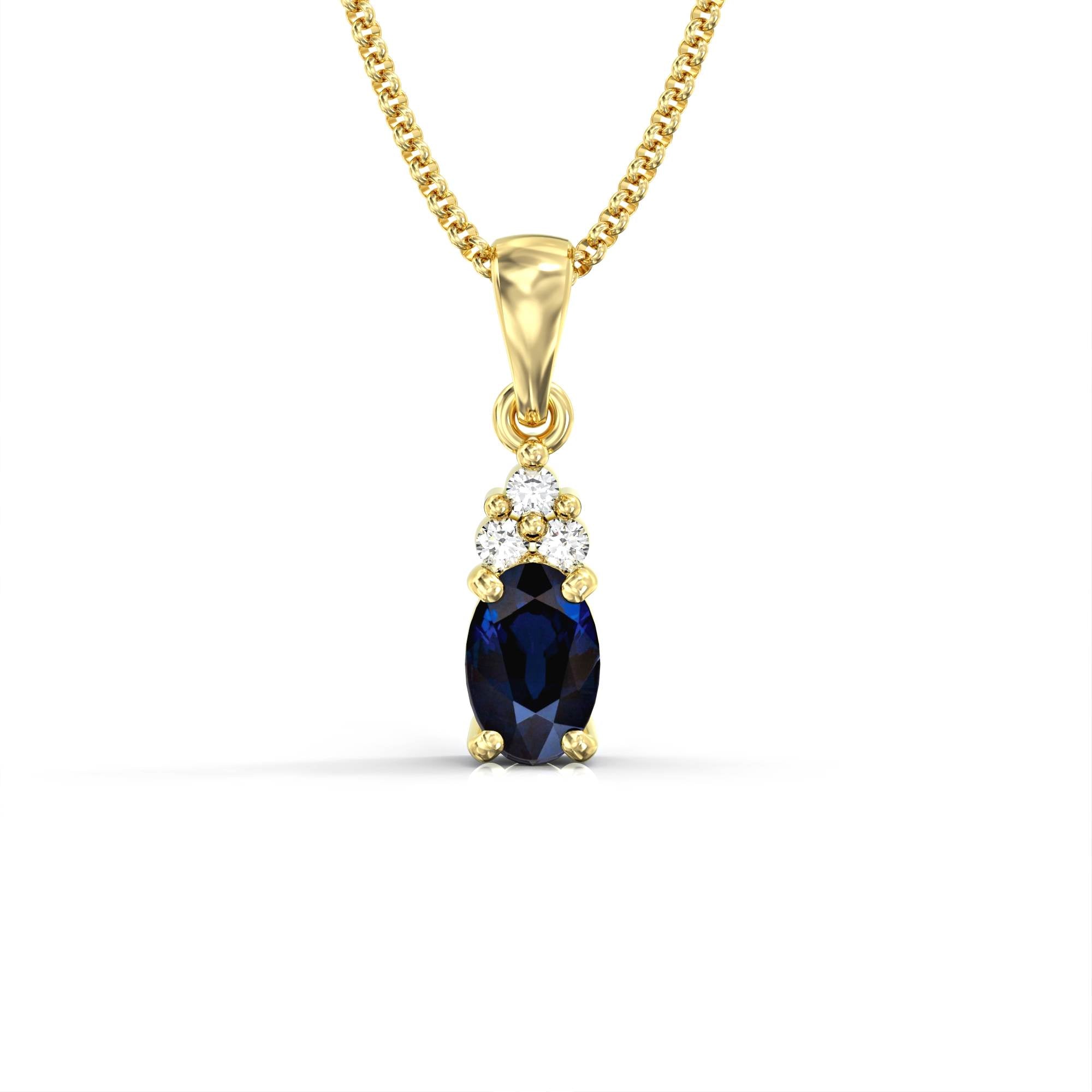 Petra necklace - oval sapphire and diamond pendant