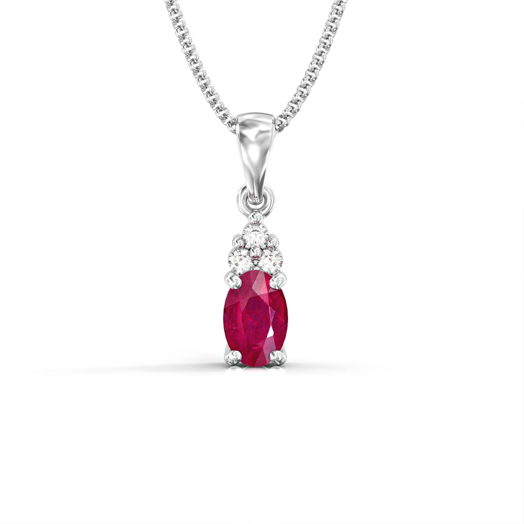 Petra necklace - oval ruby ​​and diamond pendant