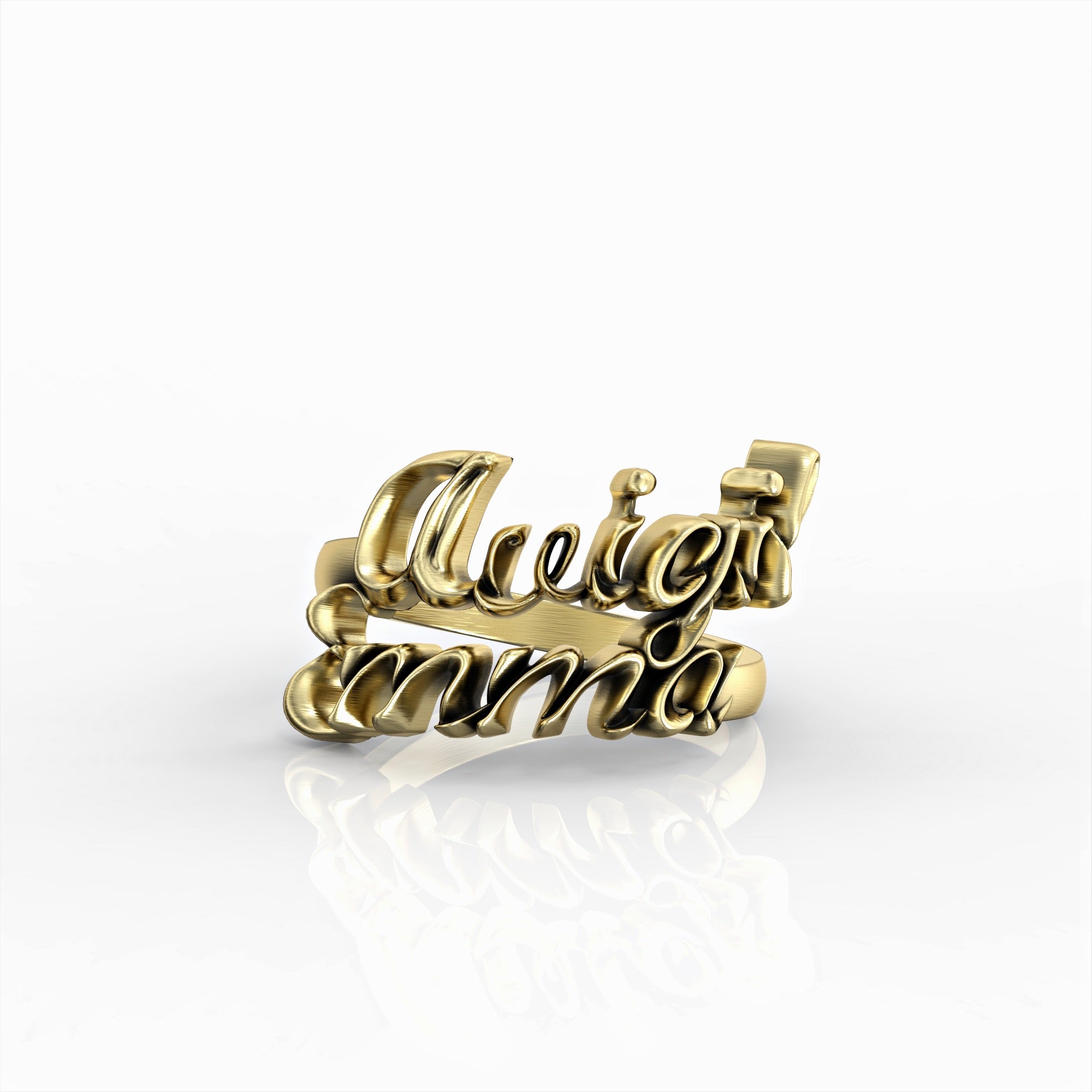 Historical novel rings - double handwritten name ring 