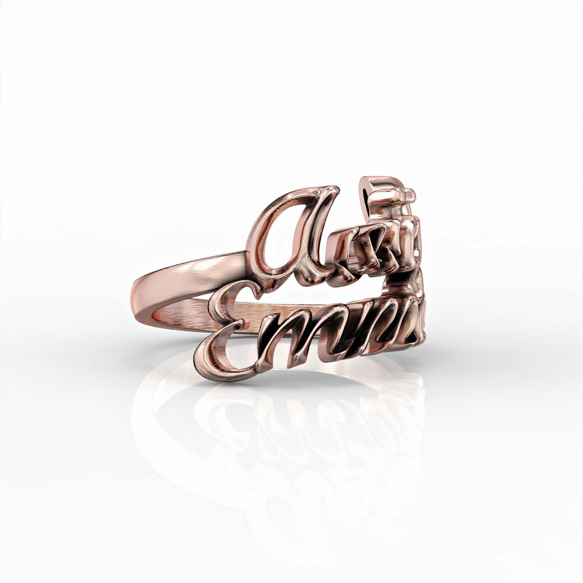 Historical novel rings - double handwritten name ring 