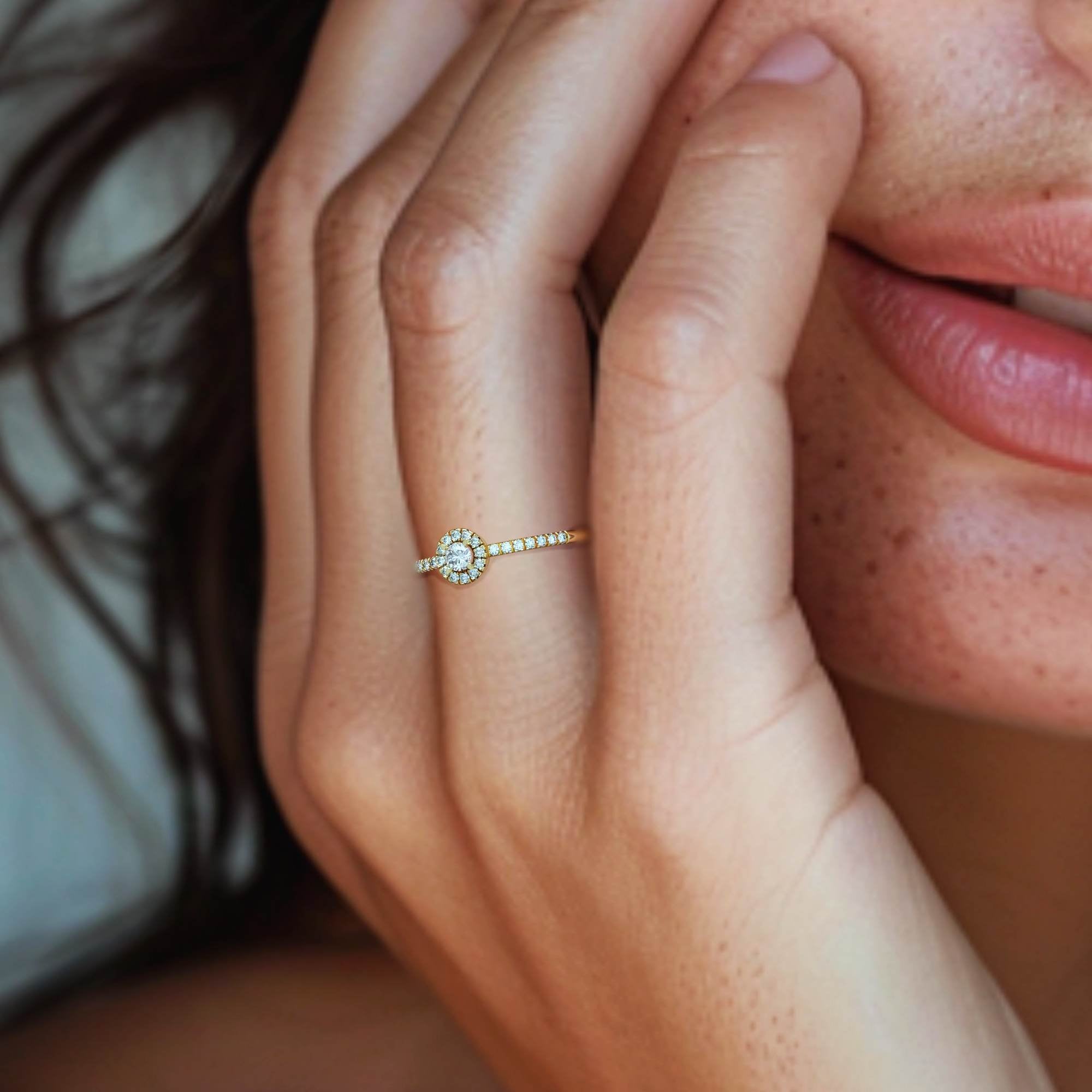 Lily ring - a flower ring studded with Lily diamonds 