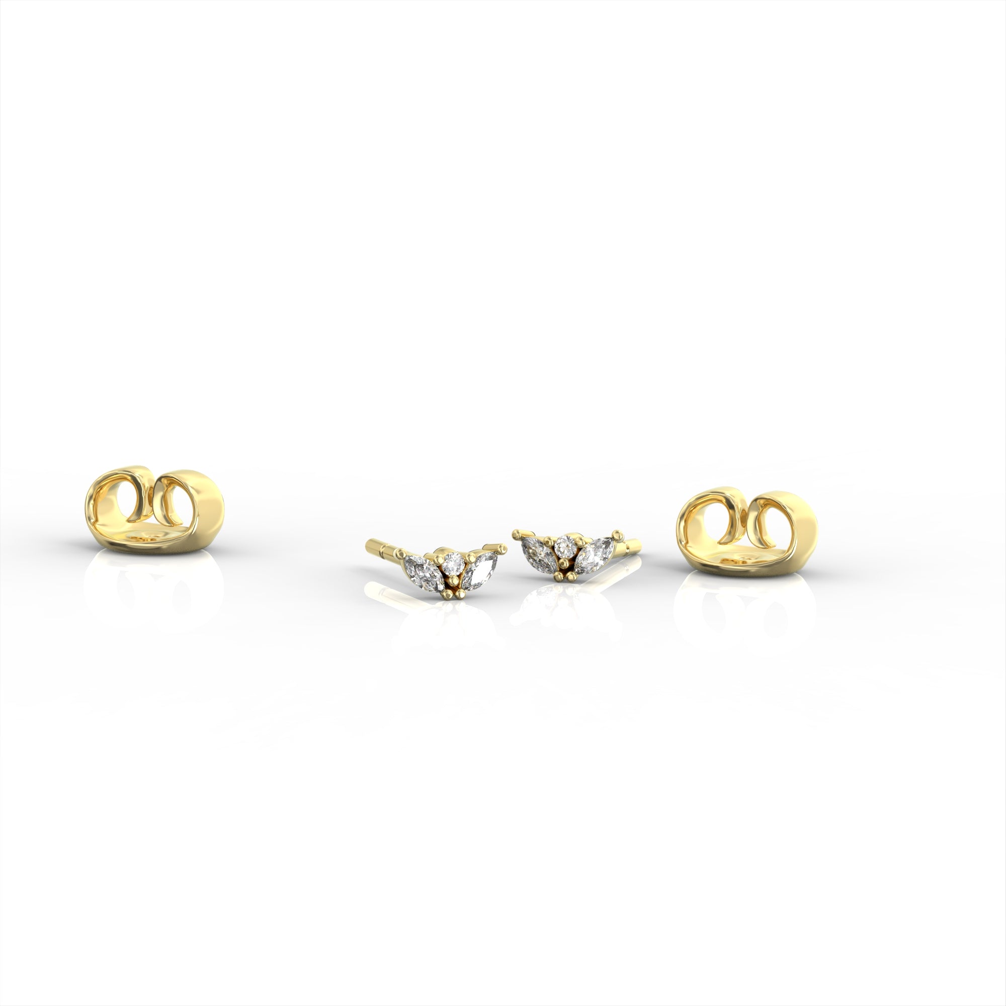 Lotus bud earrings - tight diamond marquise earring 