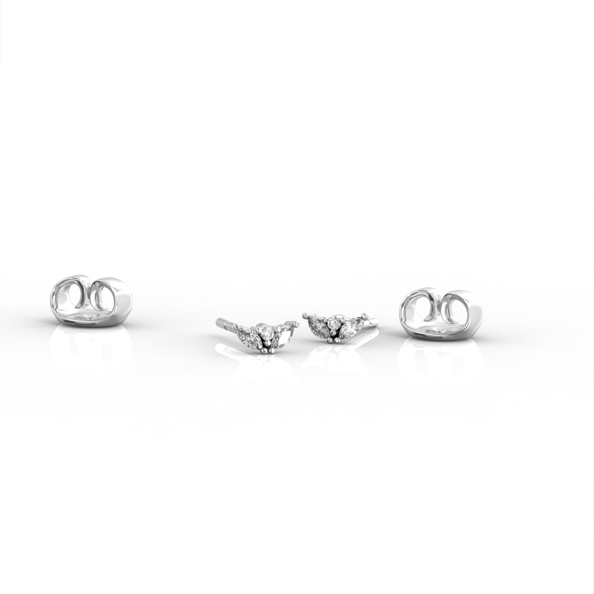 Lotus bud earrings - tight diamond marquise earring 