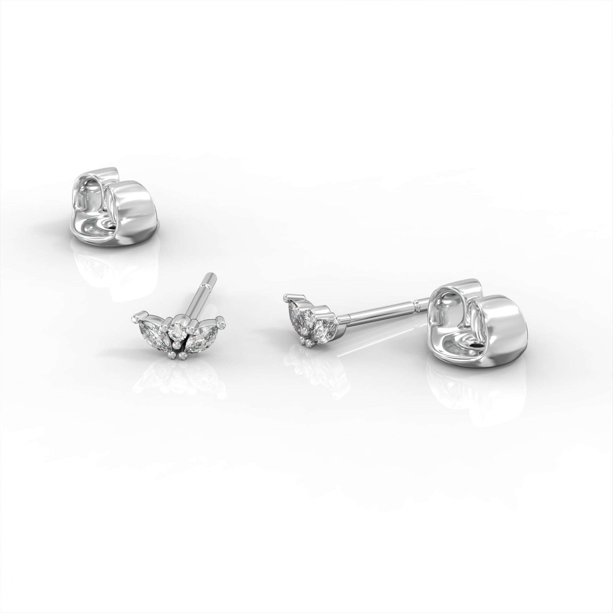 Lotus bud earrings - tight diamond marquise earring 