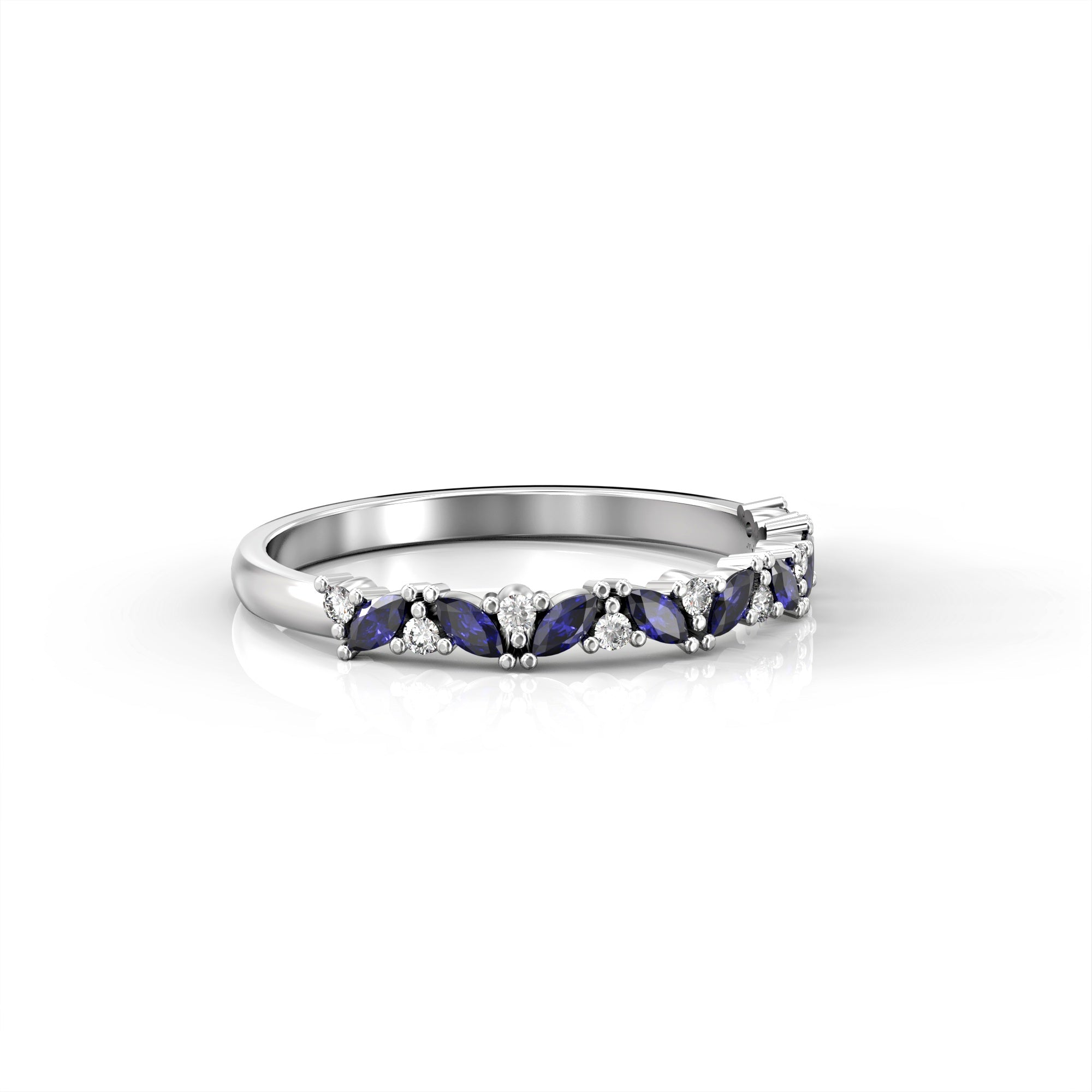 Lotus ring - marquise sapphire and diamonds 