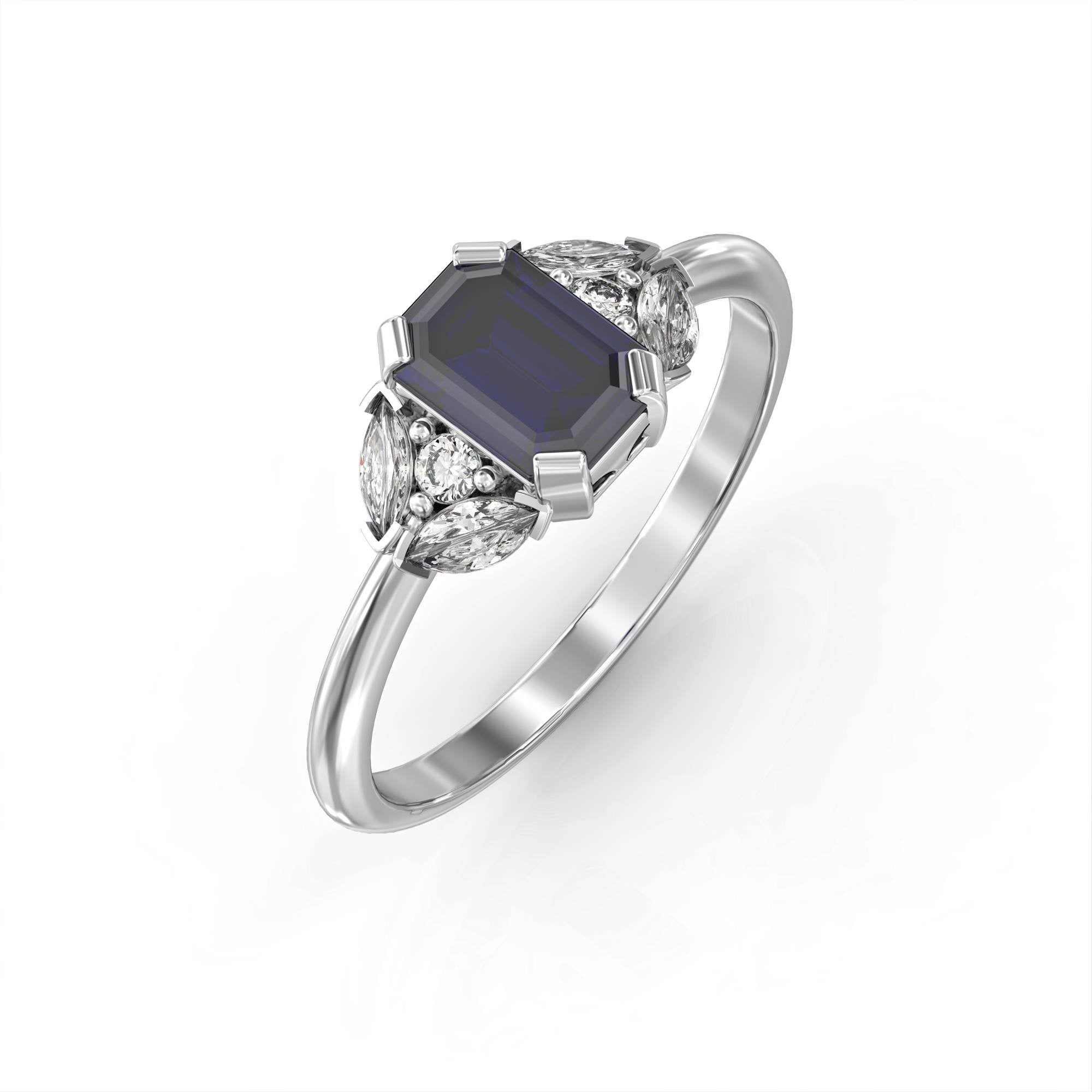 Capri - engagement ring set with a black diamond and diamonds