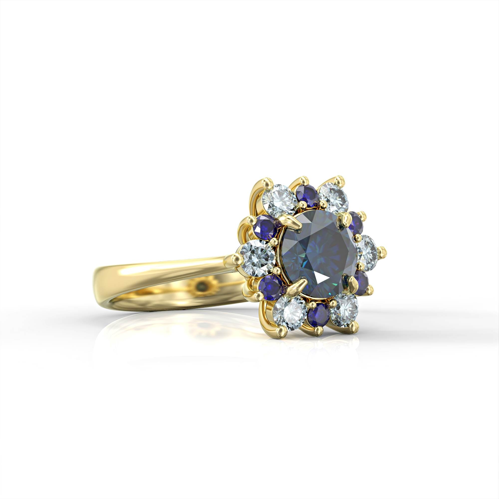 A song of the ocean - sapphire, aquamarine and blue topaz ring