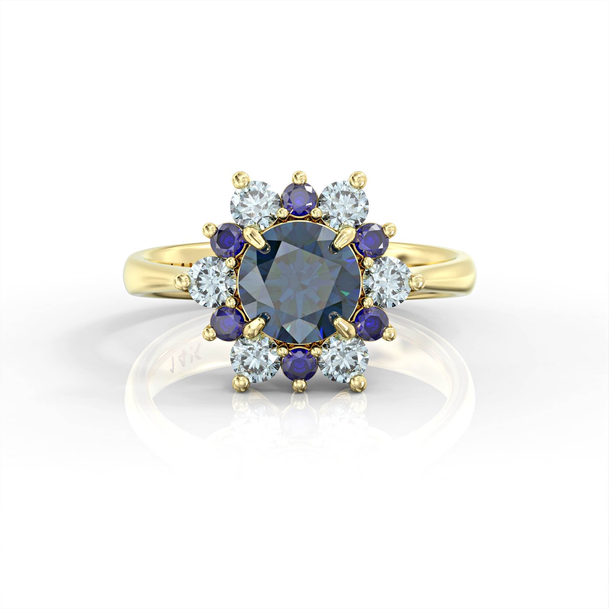 A song of the ocean - sapphire, aquamarine and blue topaz ring