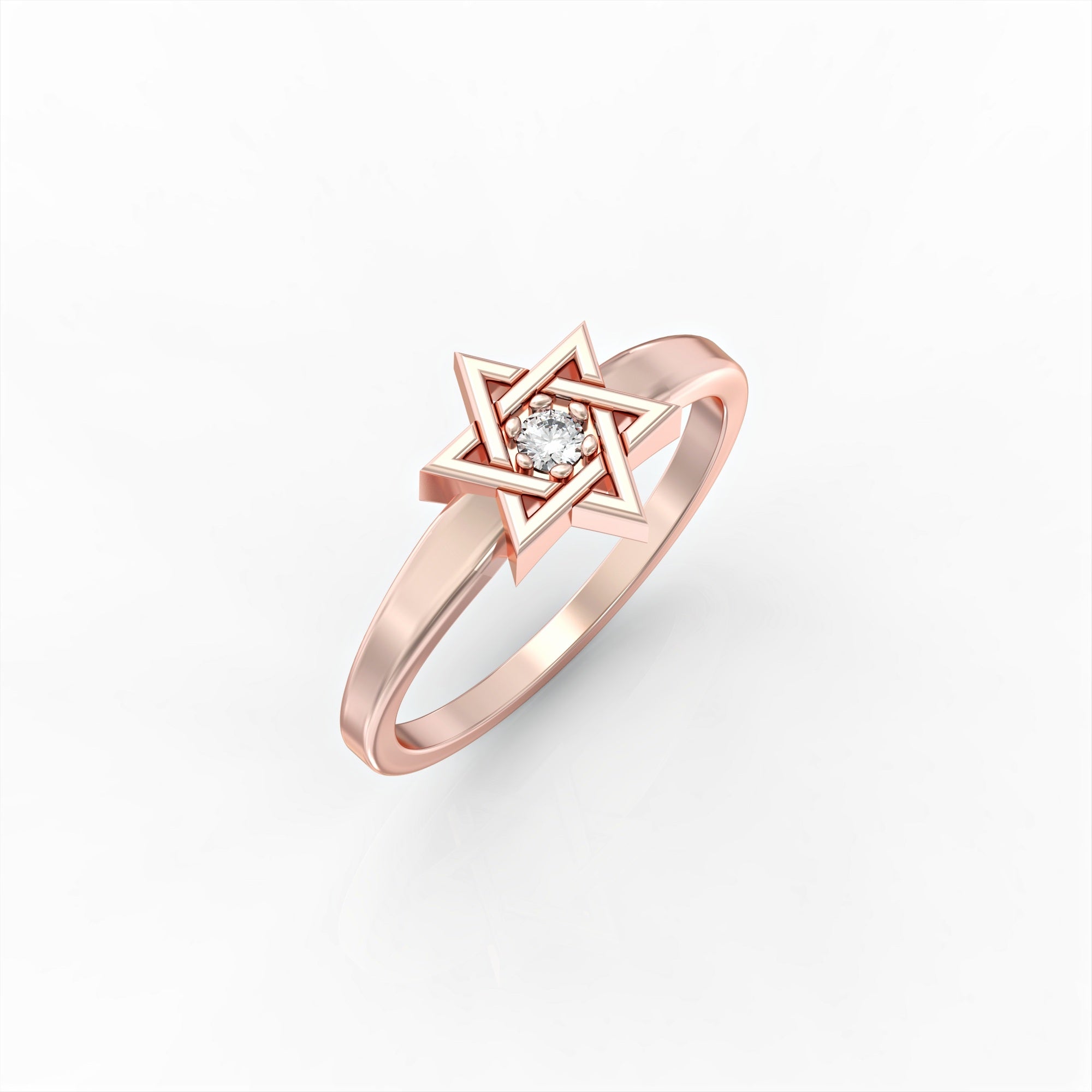 Star of David ring set with diamond 