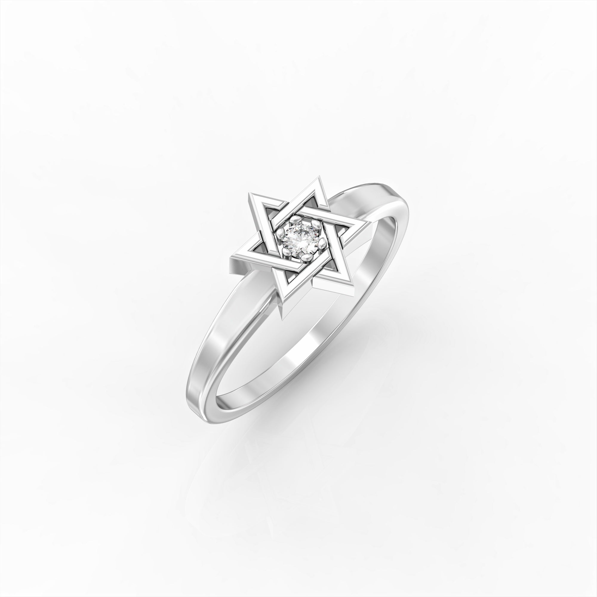 Star of David ring set with diamond 