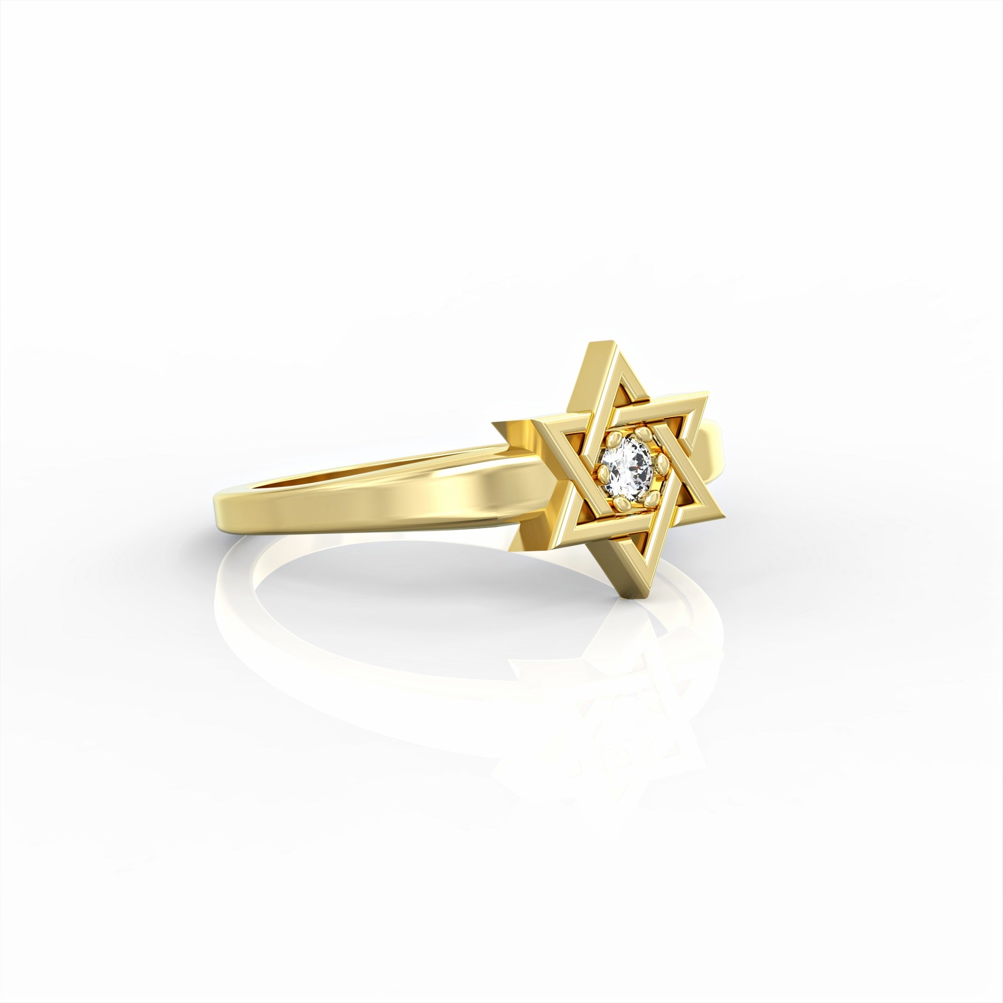 Star of David ring set with diamond 