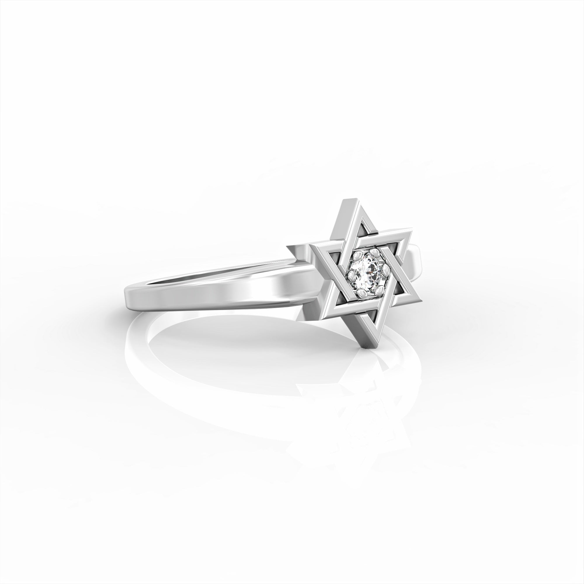 Star of David ring set with diamond 