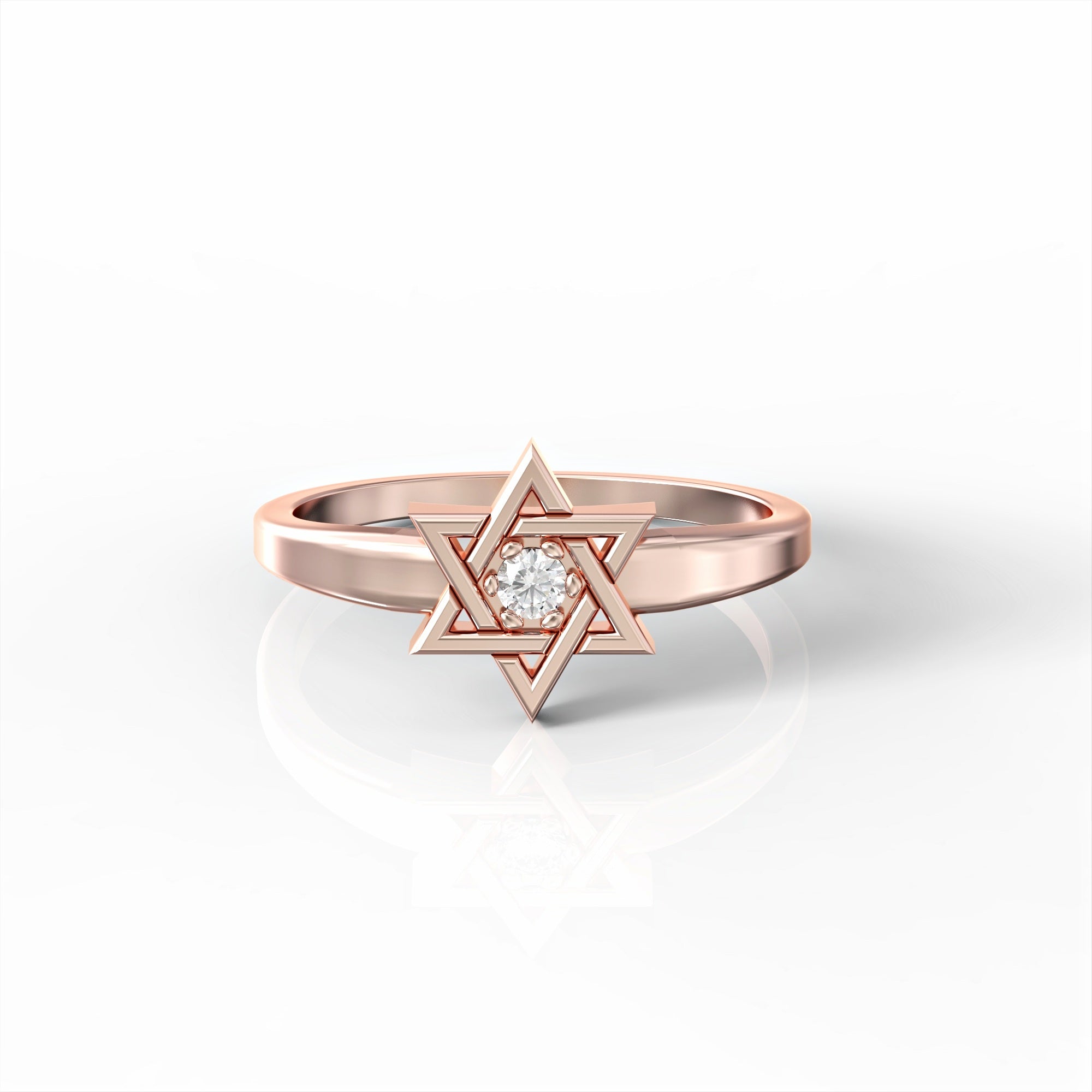 Star of David ring set with diamond 