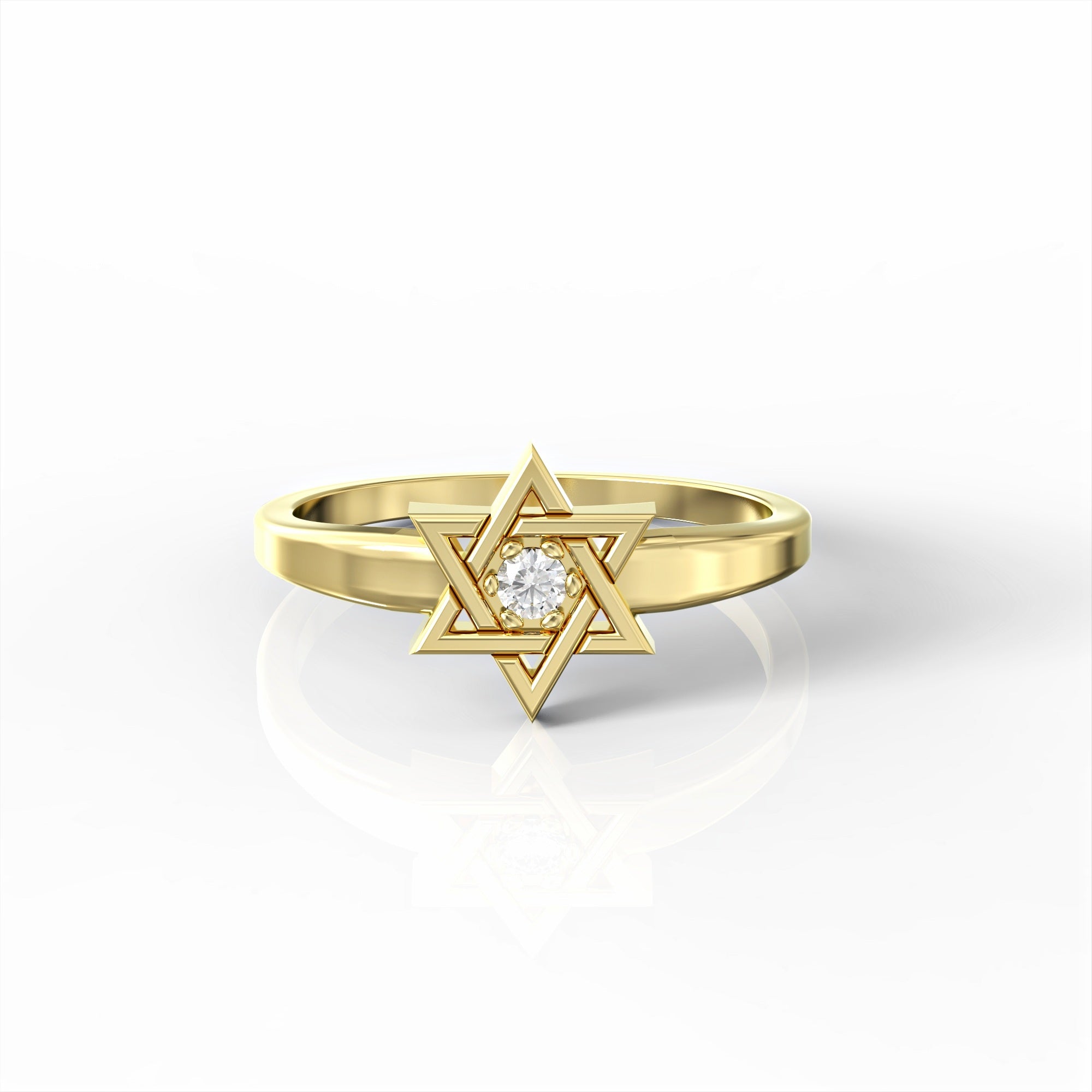 Star of David ring set with diamond 