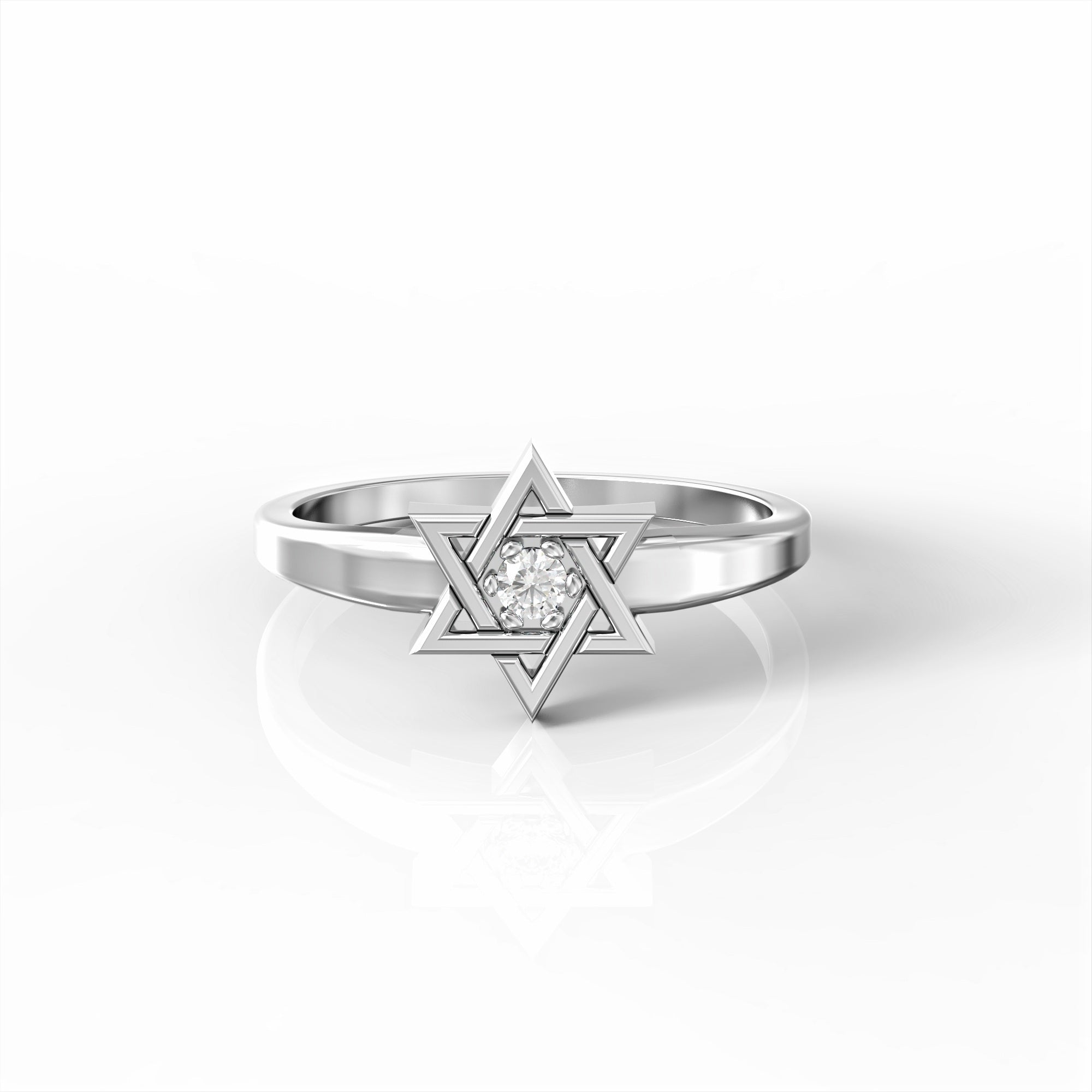 Star of David ring set with diamond 