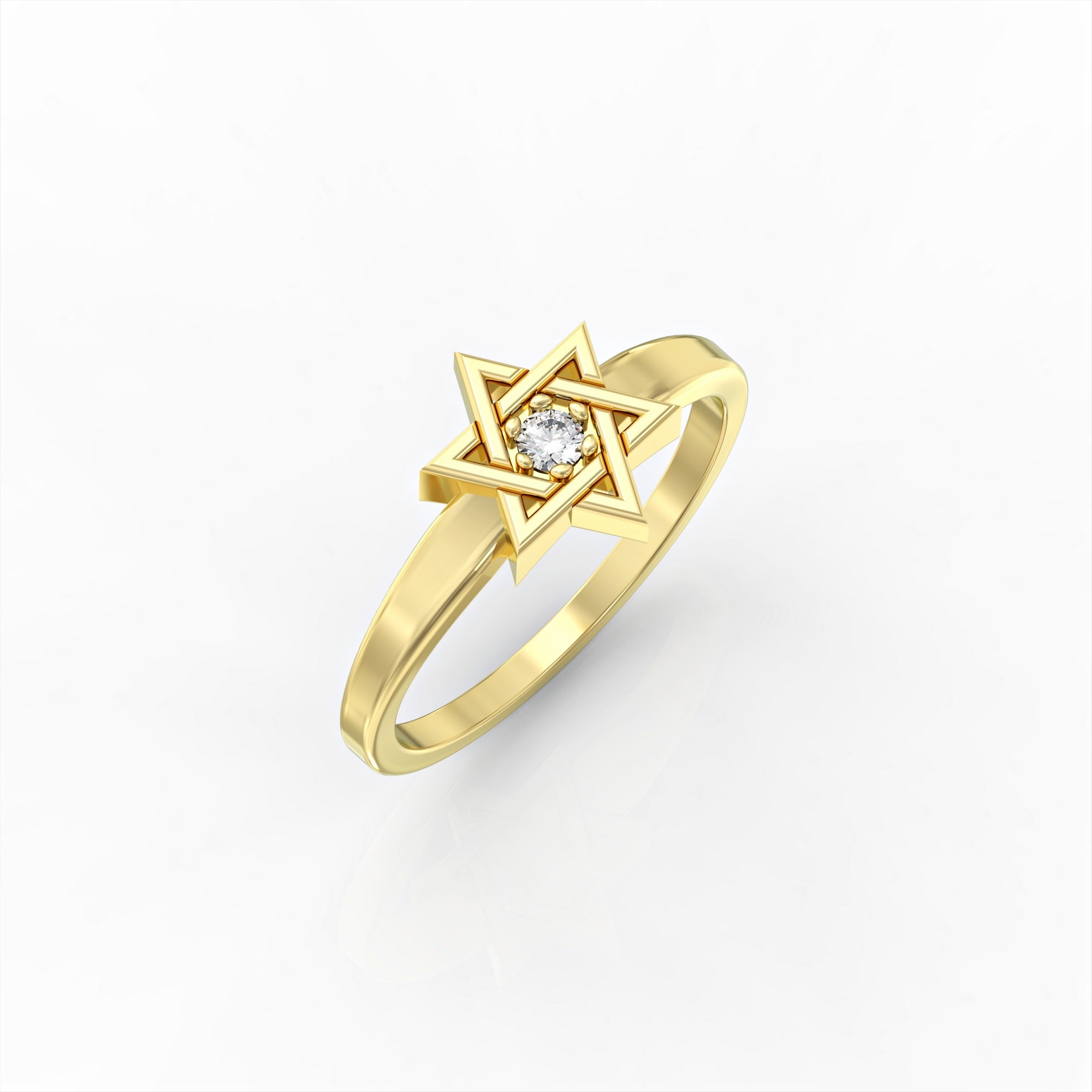 Star of David ring set with diamond 