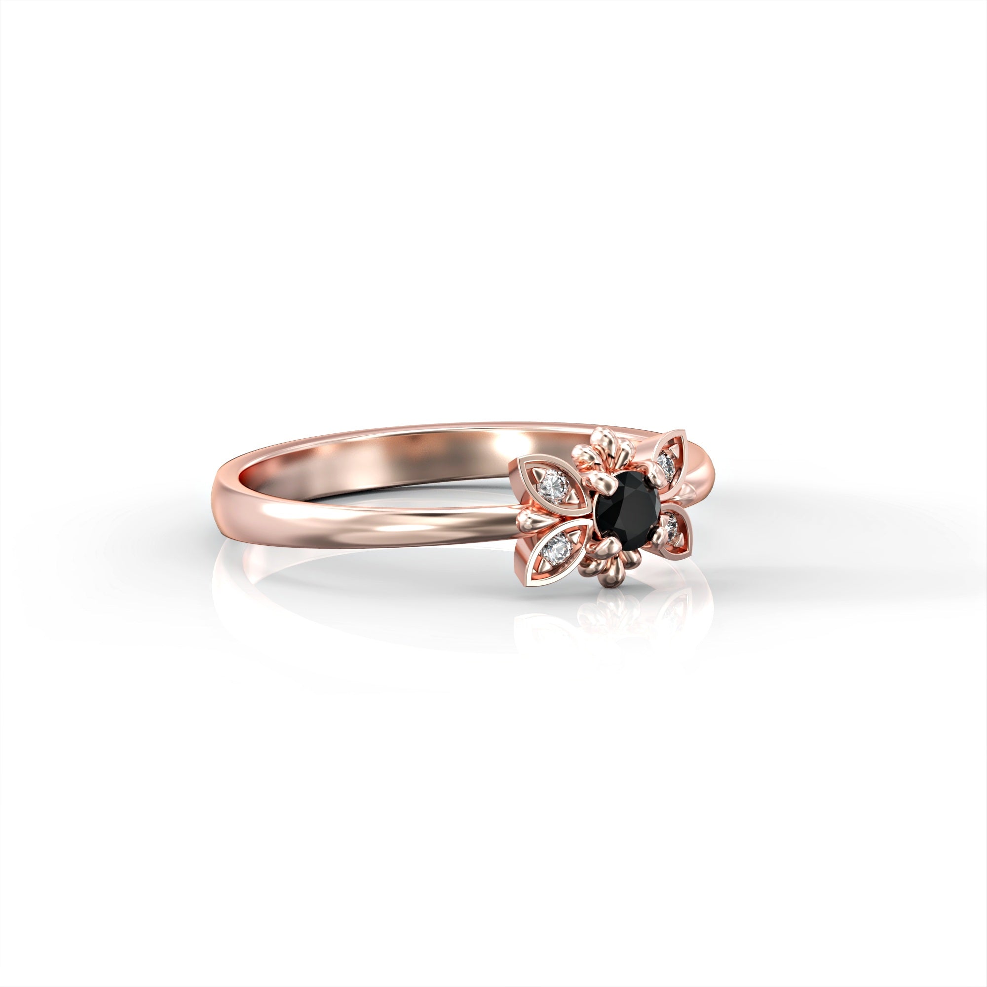 Tenerife ring - black diamond and white diamonds 