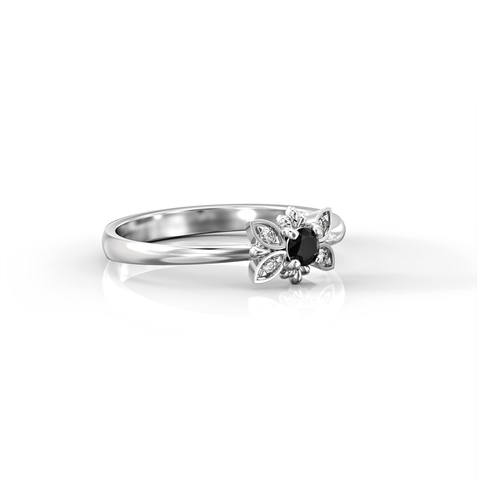 Tenerife ring - black diamond and white diamonds 