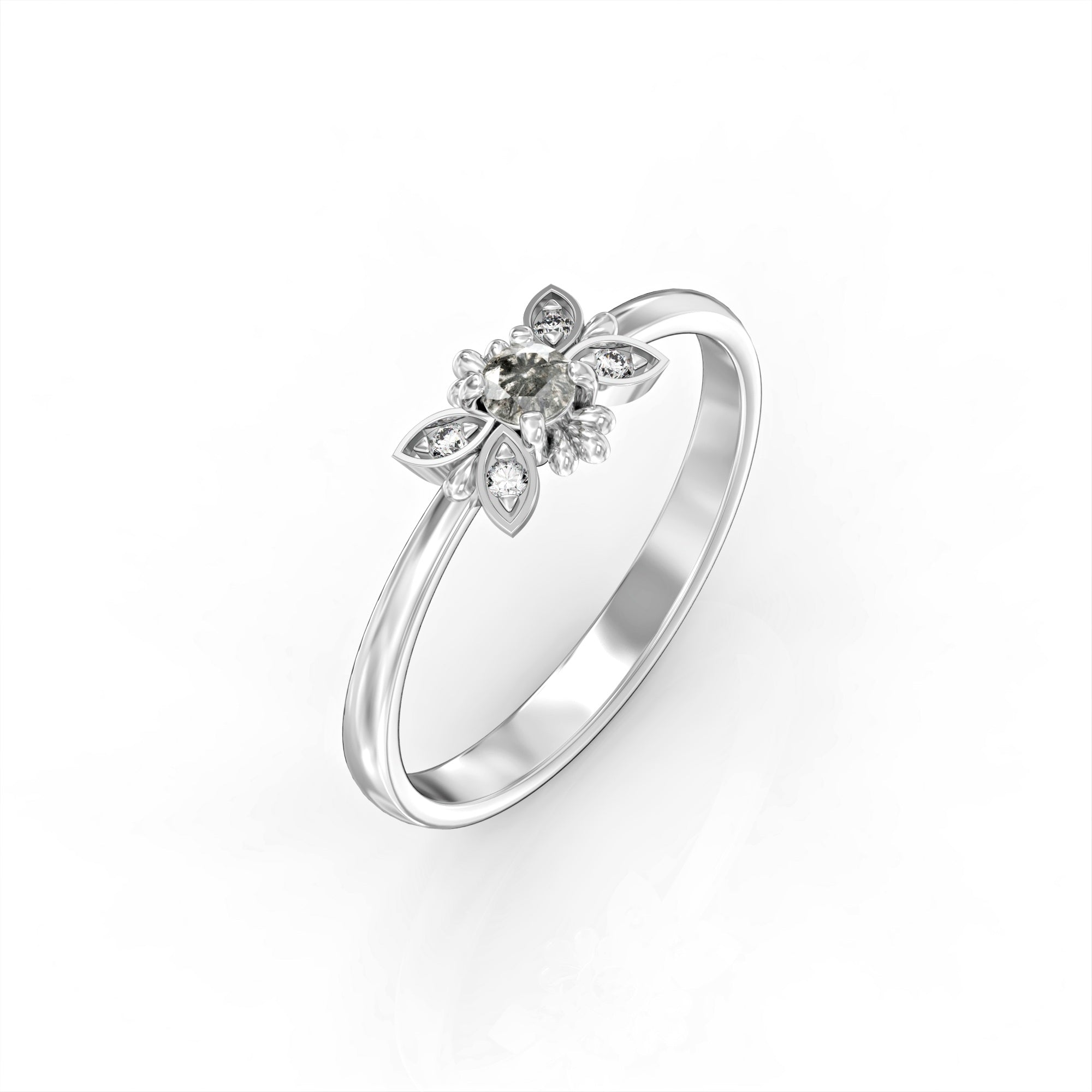 Tenerife ring - salt and pepper diamond and white diamonds 