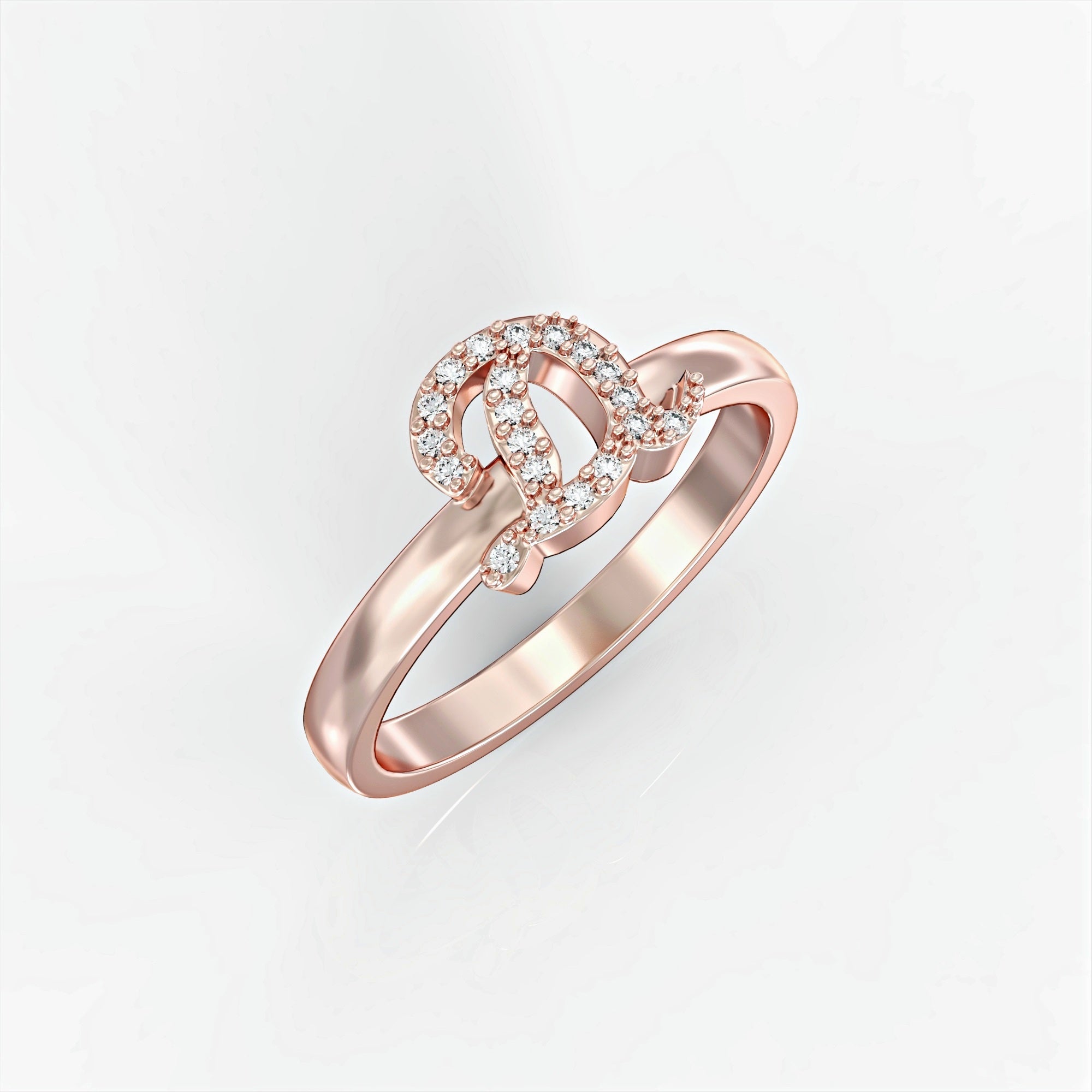 Bookmark ring - signet ring studded with diamonds