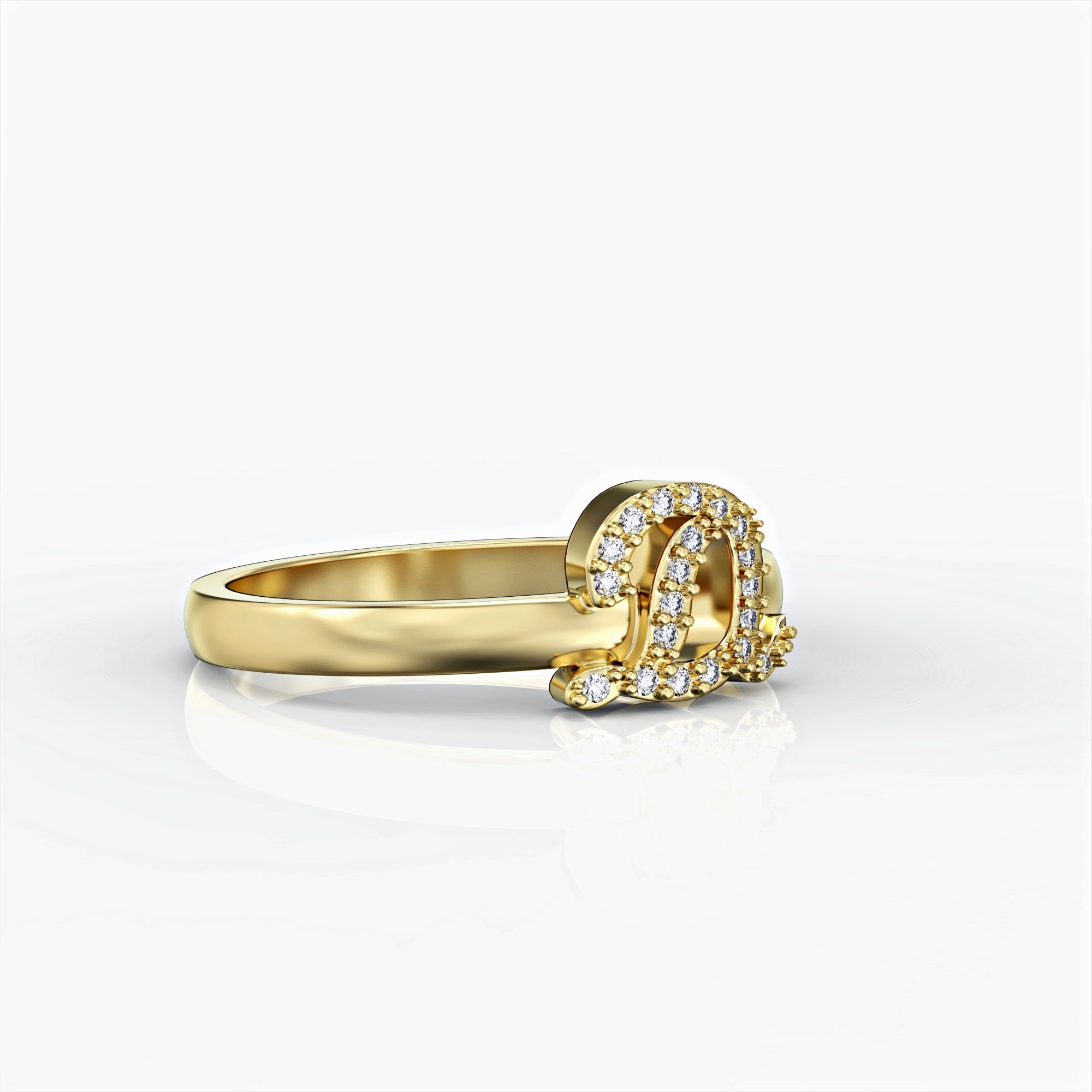 Bookmark ring - signet ring studded with diamonds