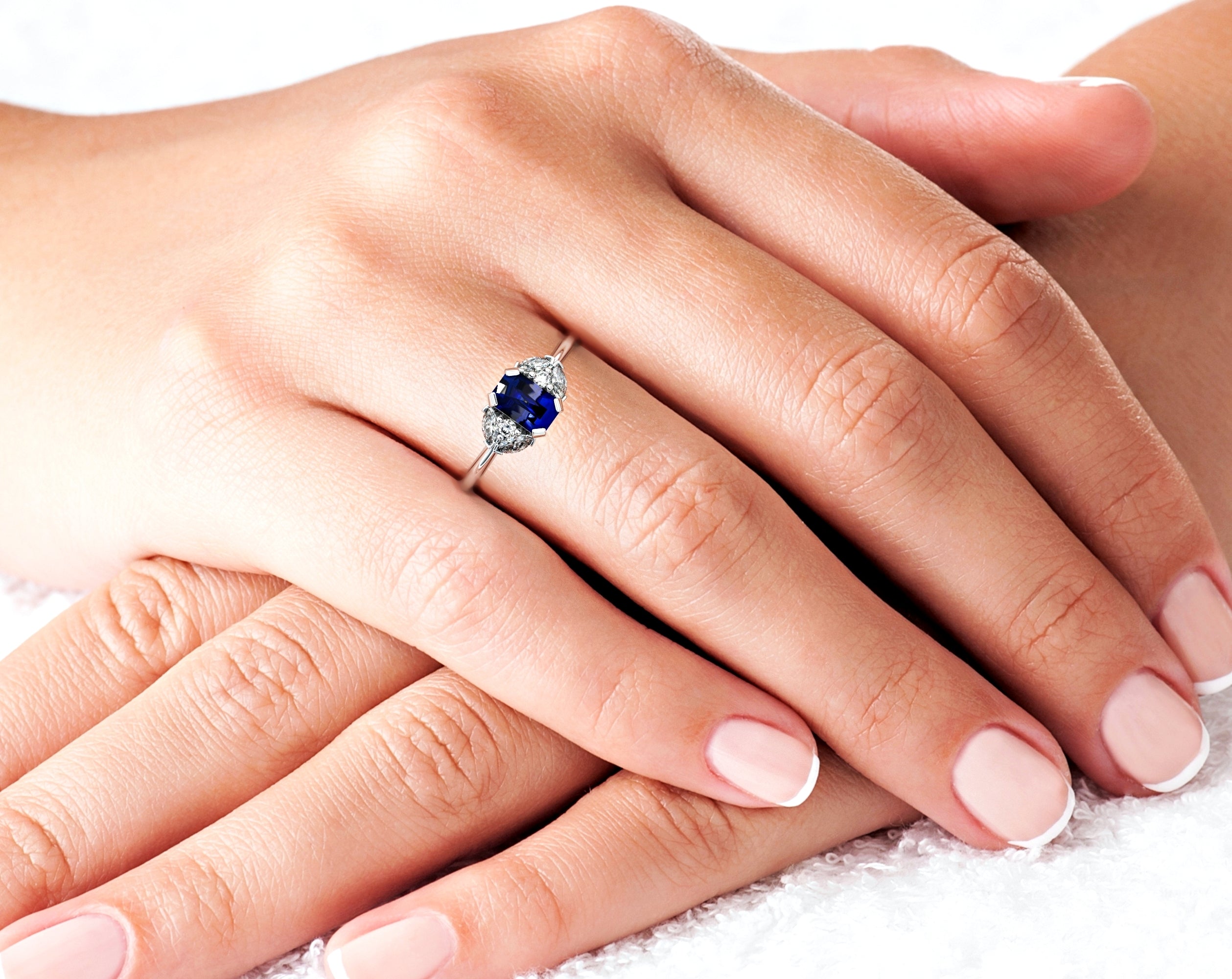 Capri - an engagement ring set with natural sapphires and diamonds