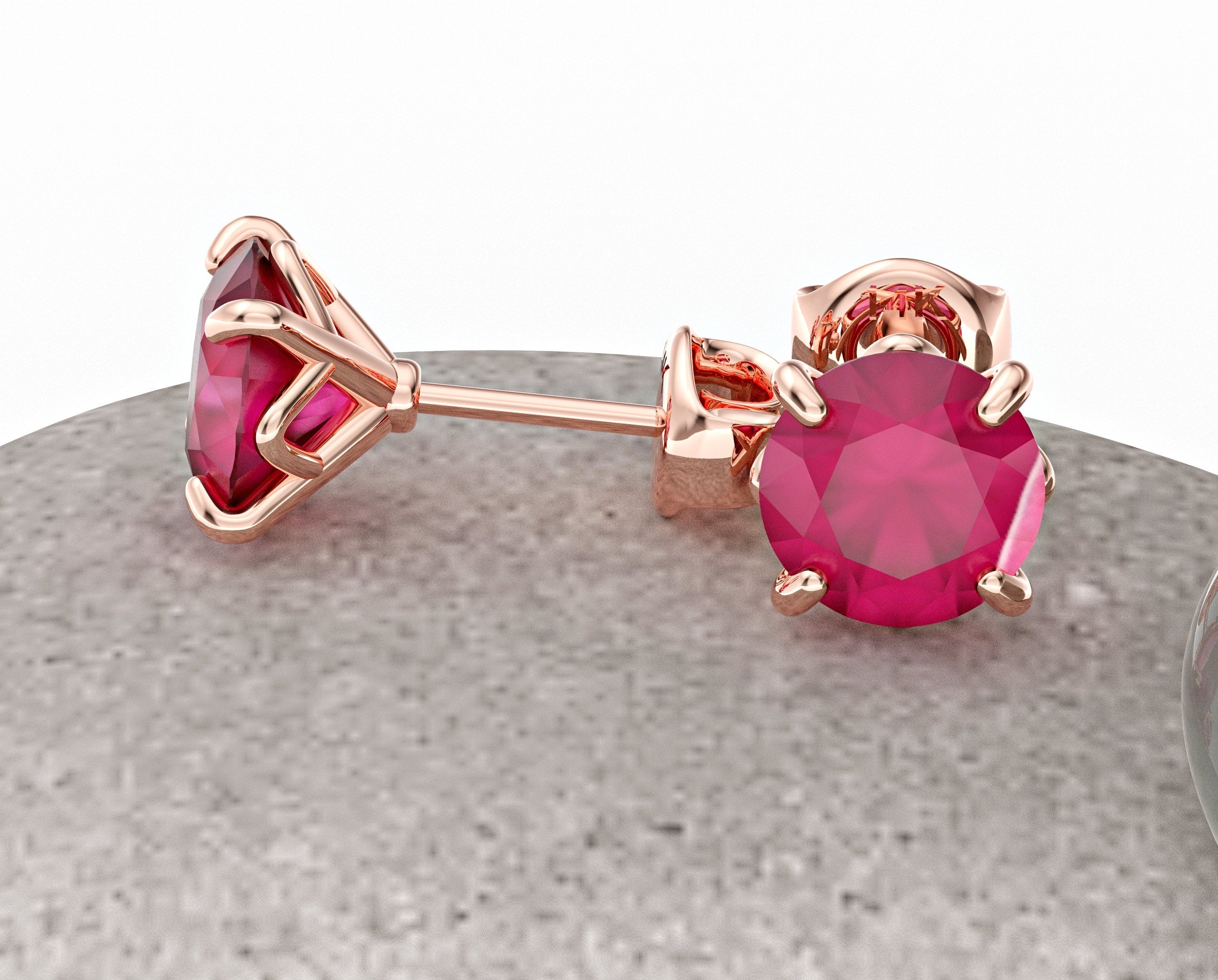 Flora earrings studded with ruby ​​stones 1 carat pair