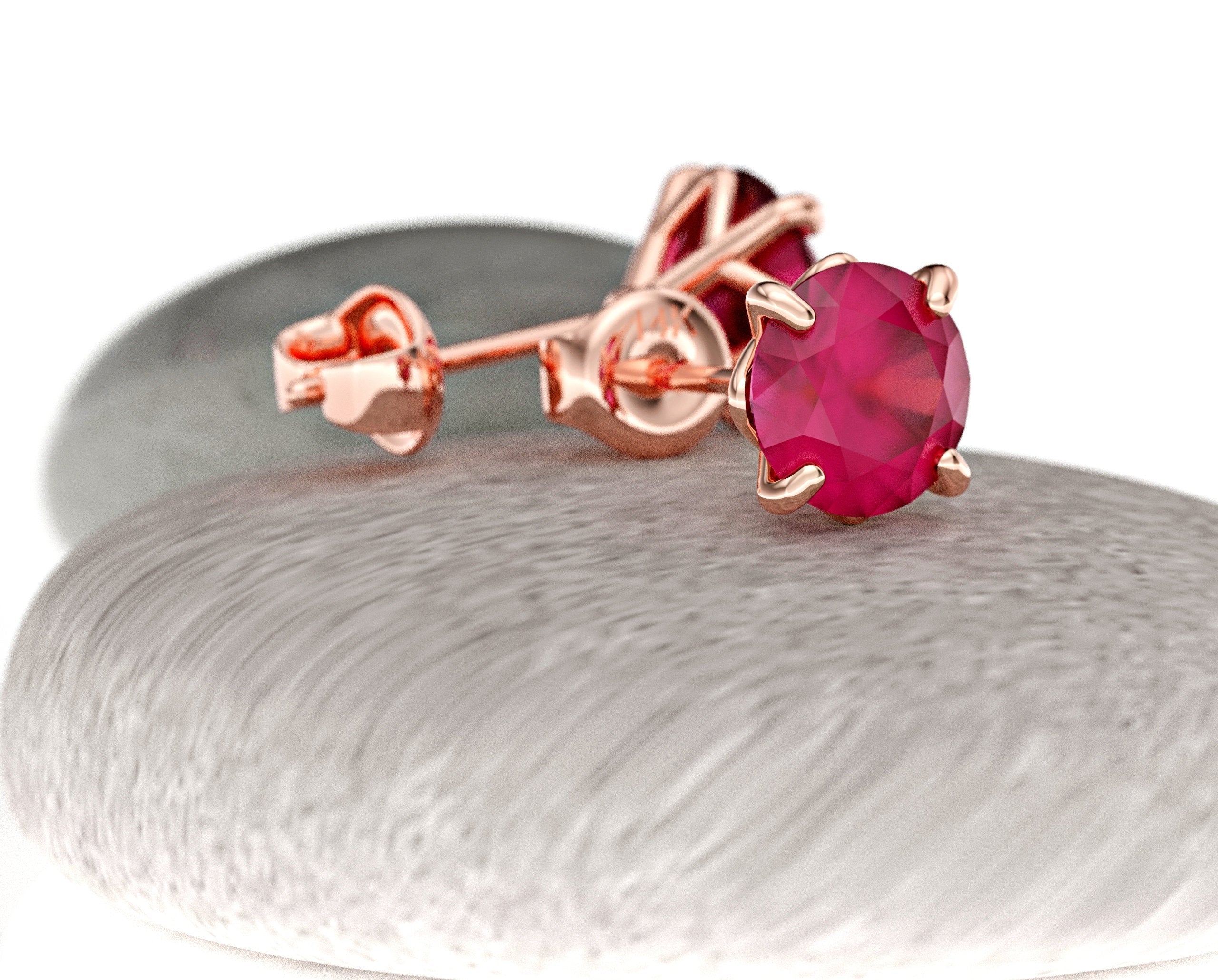 Flora earrings studded with ruby ​​stones 1 carat pair