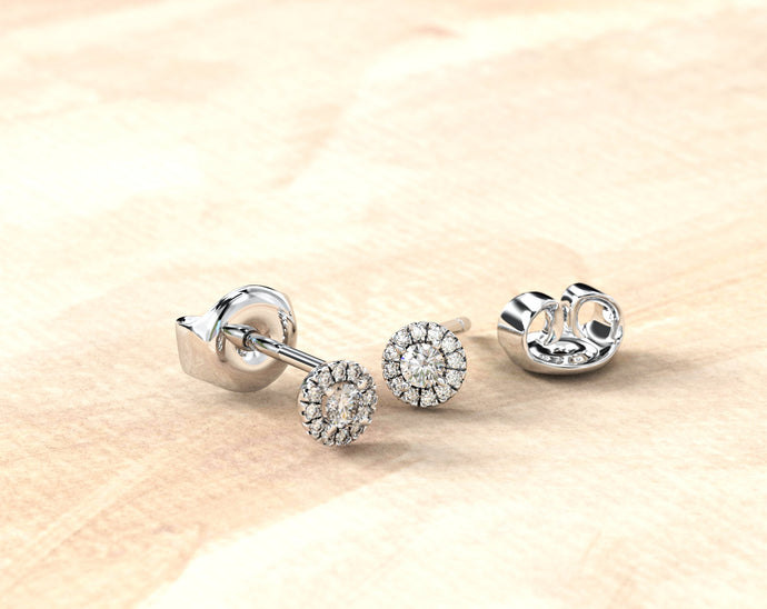 Halo Stud Earrings | Halo Diamonds Earring | Dainty Diamond Stud Earrings | Minimalist Gold Earrings |Modern Round Diamonds Earrings For Her