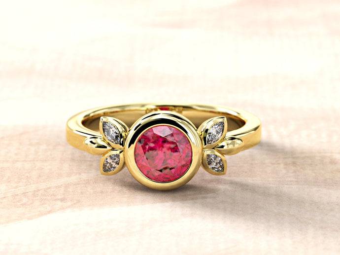 Ruby Engagement Ring | Ruby Wedding Band | Gemstone Engagement Ring | Dainty Engagement Ring | Gemstone Wedding Band | Bezel Ruby Ring Gold