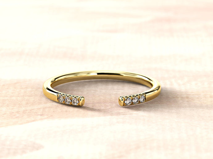 Diamond Open Ring | Dainty Diamond Ring | Minimalist Open Ring with Diamonds | 14k or 18k Rose Gold Pave Setup | Engagement Ring For Women