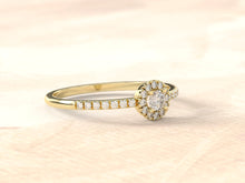 טען תמונה לגלריה, Diamond Halo Ring | Diamond Engagement Ring | Dainty Halo Ring | Minimalist Diamond Ring | Diamond Wedding Ring | Gold Fine Wedding Band

