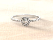 טען תמונה לגלריה, Diamond Halo Ring | Diamond Engagement Ring | Dainty Halo Ring | Minimalist Diamond Ring | Diamond Wedding Ring | Gold Fine Wedding Band

