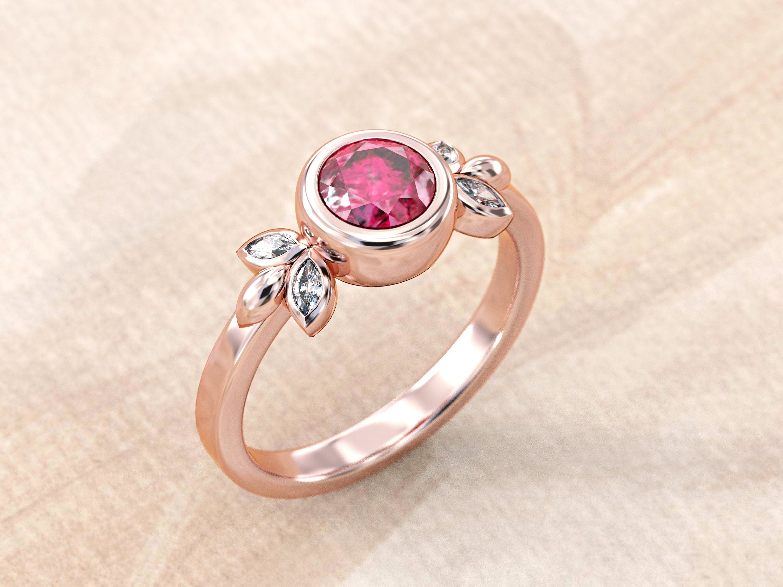 Ruby Engagement Ring | Ruby Wedding Band | Gemstone Engagement Ring | Dainty Engagement Ring | Gemstone Wedding Band | Bezel Ruby Ring Gold