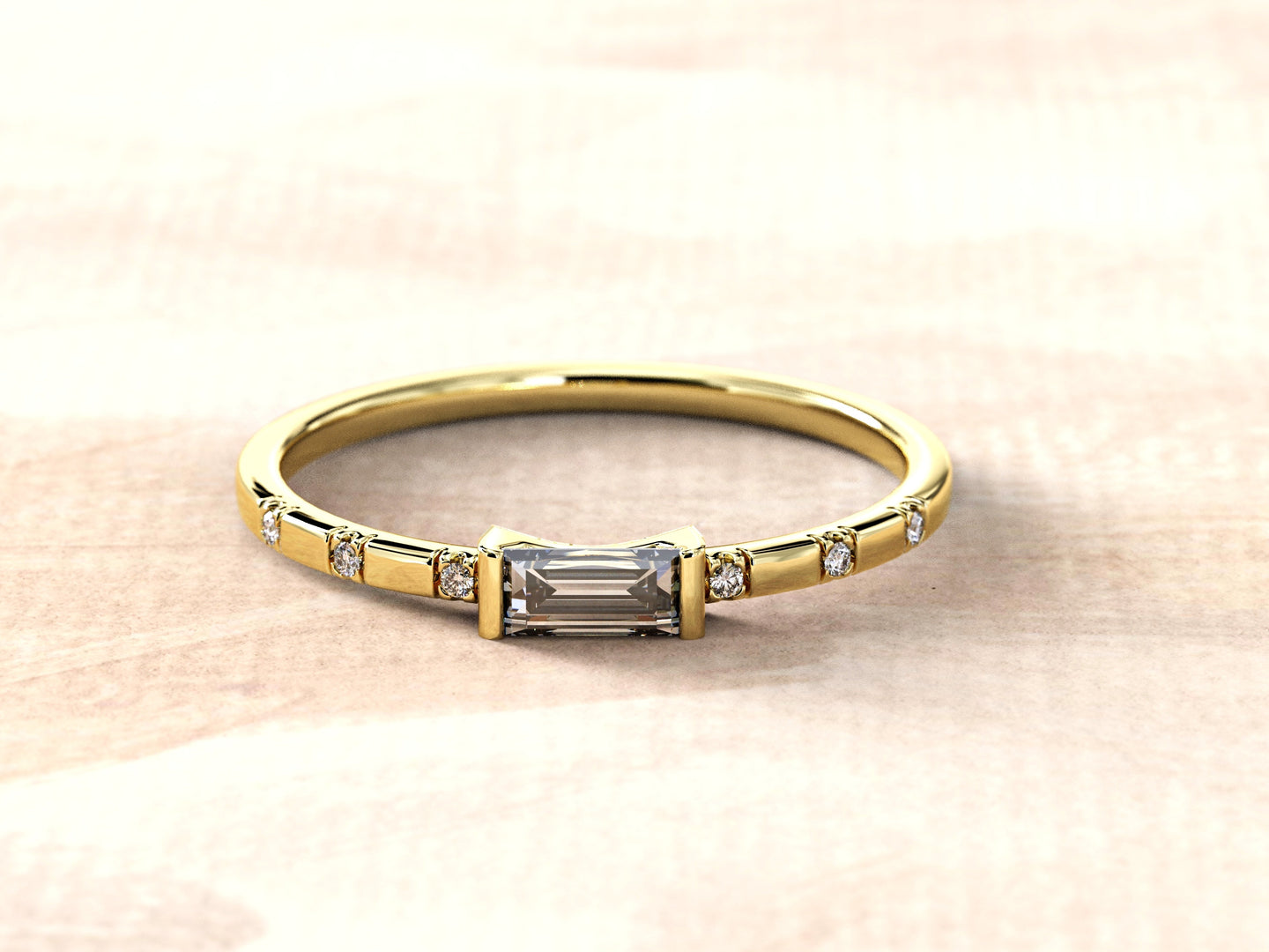 Baguette Diamond Ring | Baguette Engagement Ring | Baguette Gold Ring | Dainty Baguette Ring | Minimalist Diamond Ring |Diamond Wedding Band