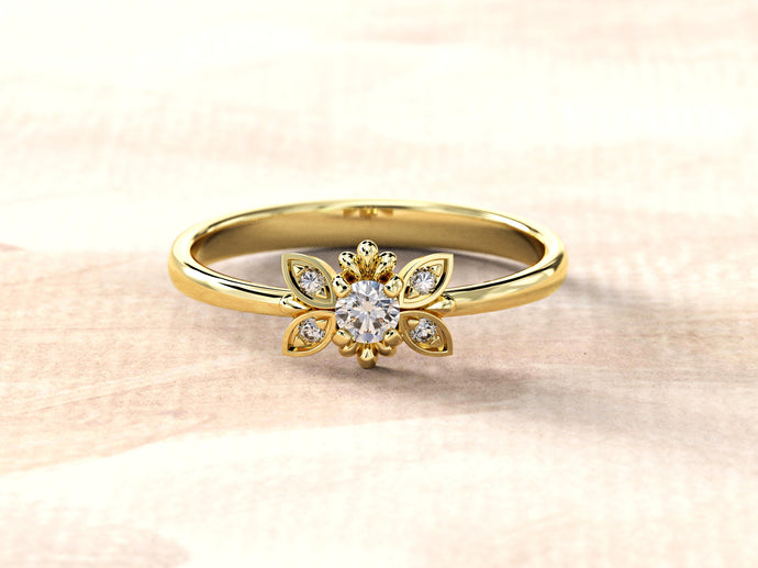 Multi Stone Diamond Gold Ring | Cluster Diamonds Ring | Minimalist Diamond Ring for Women | Dainty Cluster Ring for Her | Engagement Ring