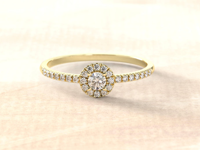 Diamond Halo Ring | Diamond Engagement Ring | Dainty Halo Ring | Minimalist Diamond Ring | Diamond Wedding Ring | Gold Fine Wedding Band