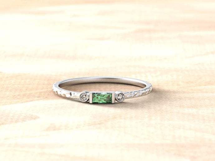 Natural Emerald Engagement Ring | Emerald Baguette Ring | Baguette Engagement Ring | Dainty Baguette Ring | Minimalist Emerald Ring Gold