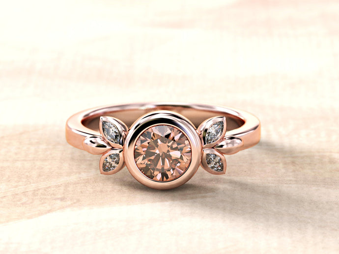 Morganite Engagement Ring | Morganite Wedding Band | Gemstone Engagement Ring | Dainty Engagement Ring | Gemstone Wedding Band | Bezel Ring