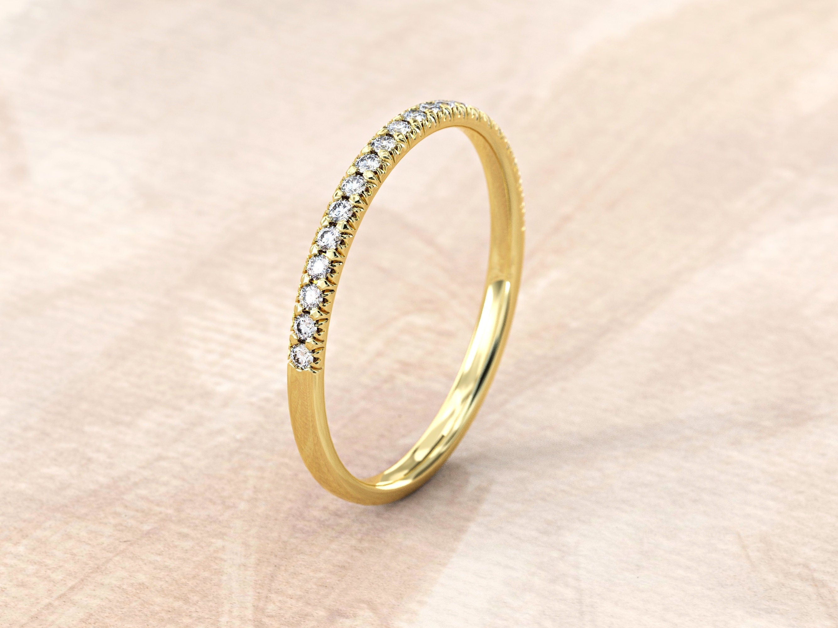 Half Eternity Diamond Ring | Solid Gold Diamond Engagement Ring | Engagement Ring For Women | Gold Wedding Ring | Dainty Gold Diamond Ring