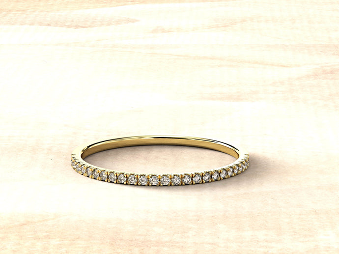 Half Eternity Diamond Ring | Solid Gold Diamond Ultra Thin Ring | Engagement Ring For Women | Gold Wedding Ring | Dainty Gold Diamond Ring