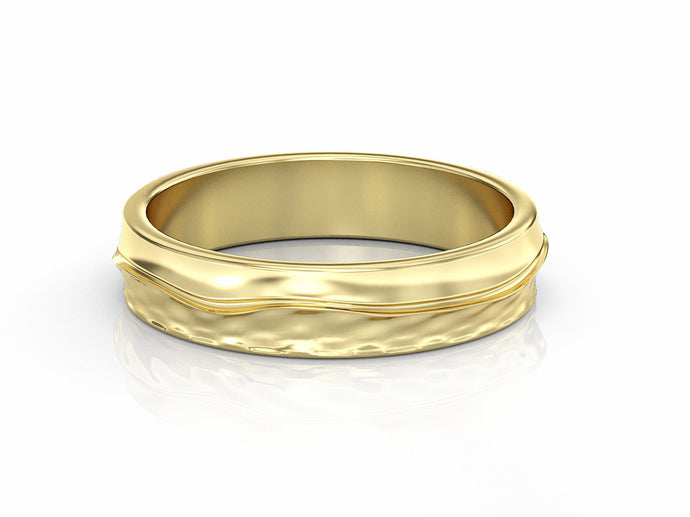 Men Wedding Band | Minimalist Gold Wedding Band | Patterned Wedding Ring  | Textured Gold Ring | Unique Wedding Band | Artistic Wedding Band