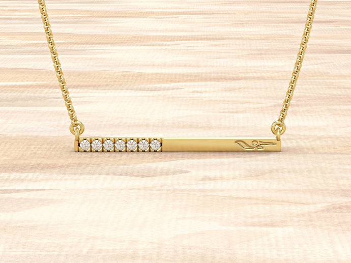 Diamond Necklace Bar Pendant | Dainty Bar Pendant | 14K Solid Gold Diamond Bar | Oriental Bar Pendant | Natural Diamond Necklace | Gift Idea
