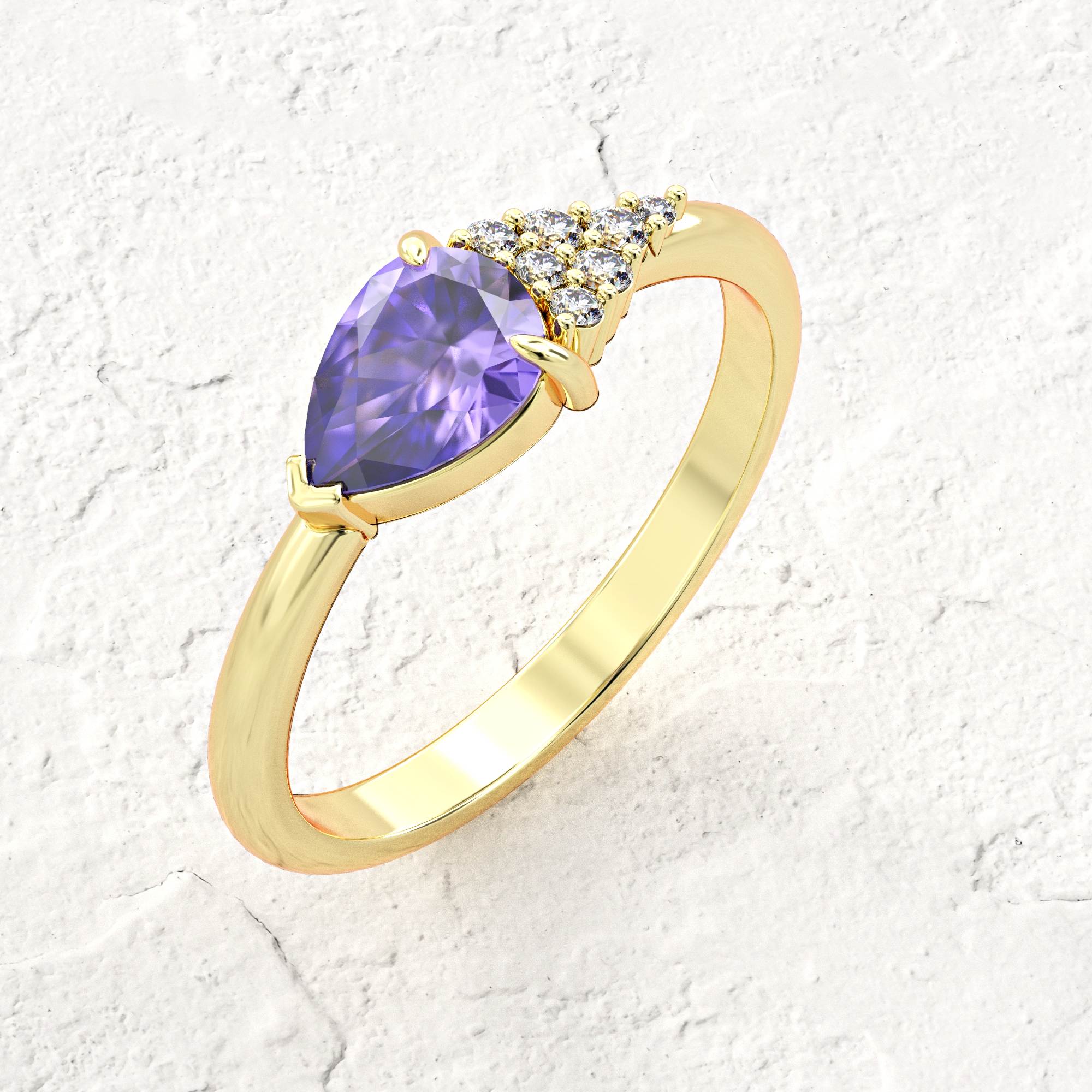 Scoop ring - tanzanite and diamond ring