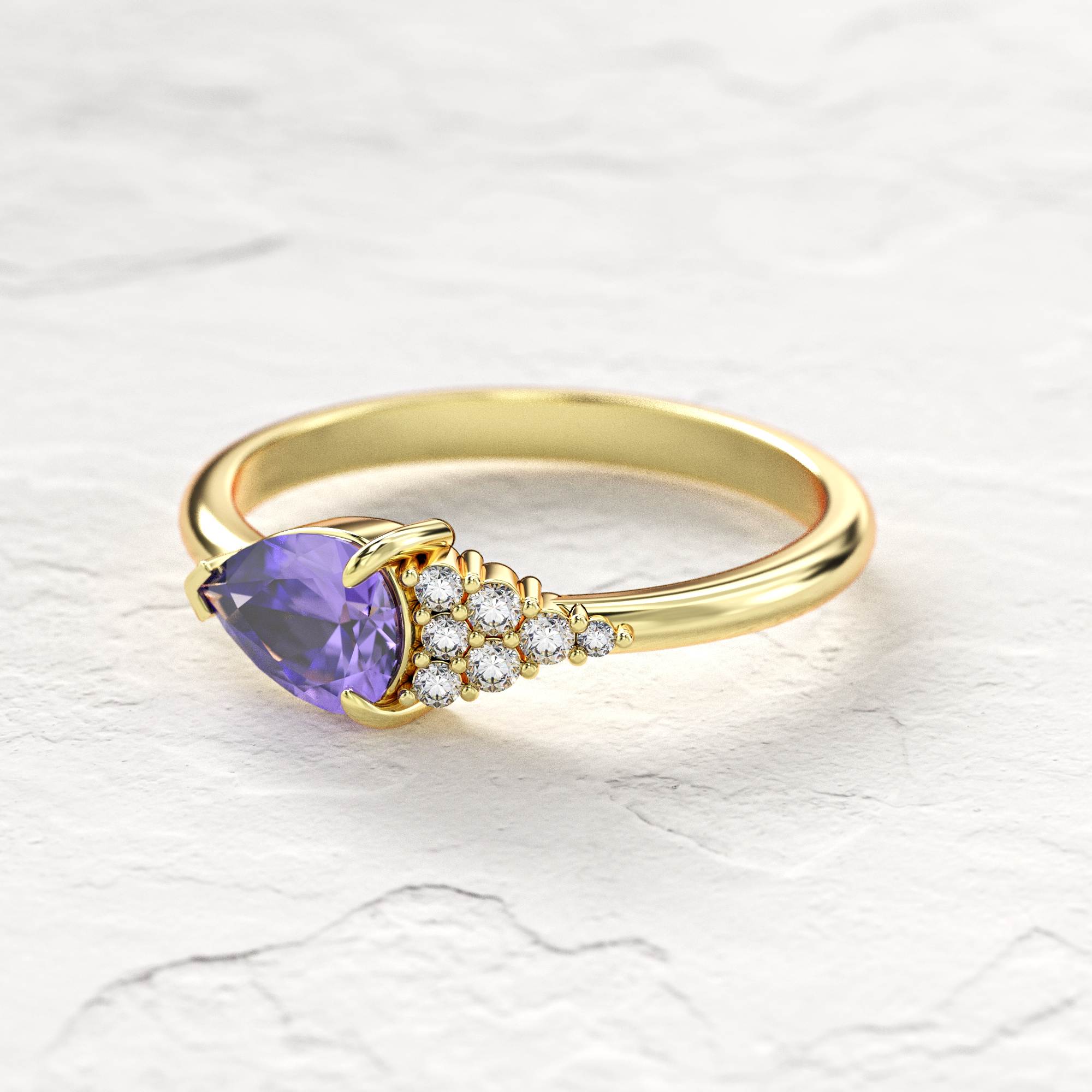 Scoop ring - tanzanite and diamond ring