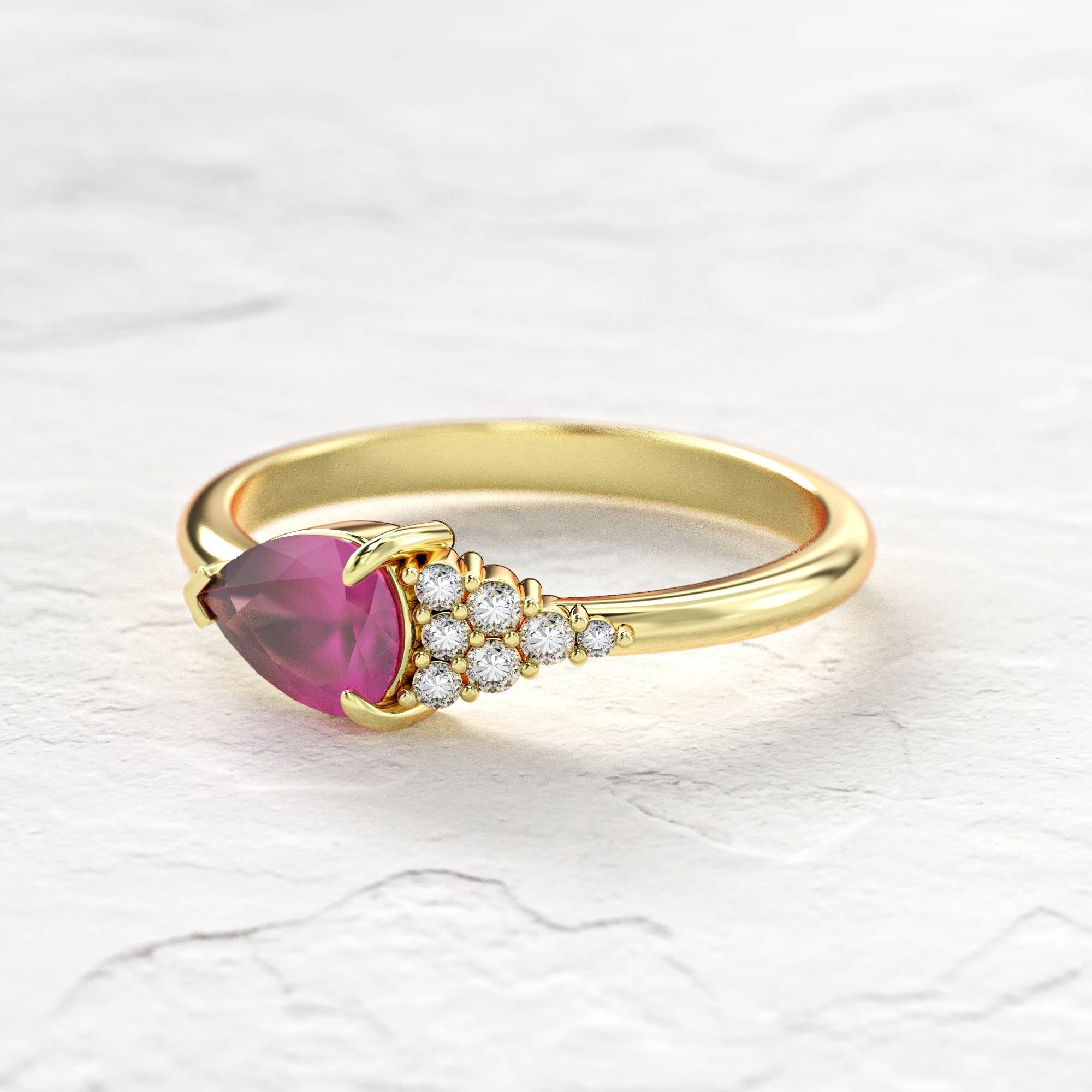 Scoop ring - ruby ​​and diamond ring 