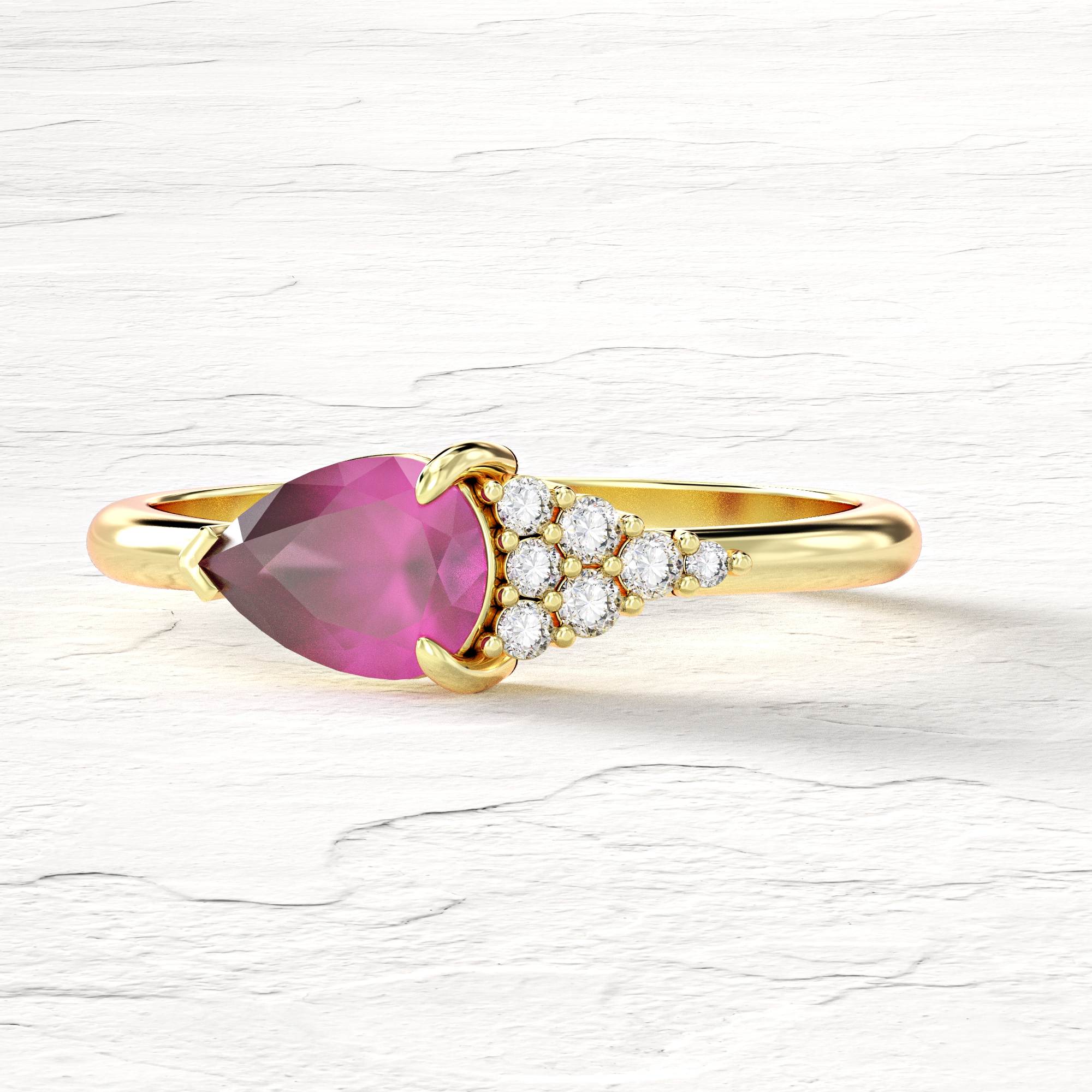 Scoop ring - ruby ​​and diamond ring 