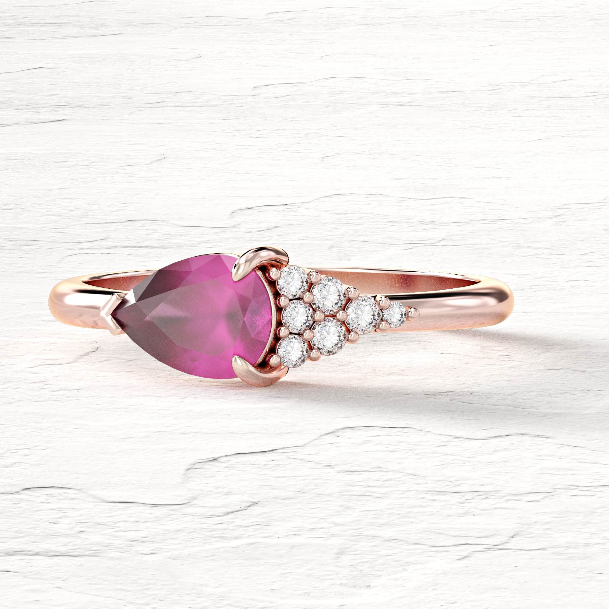 Scoop ring - ruby ​​and diamond ring 